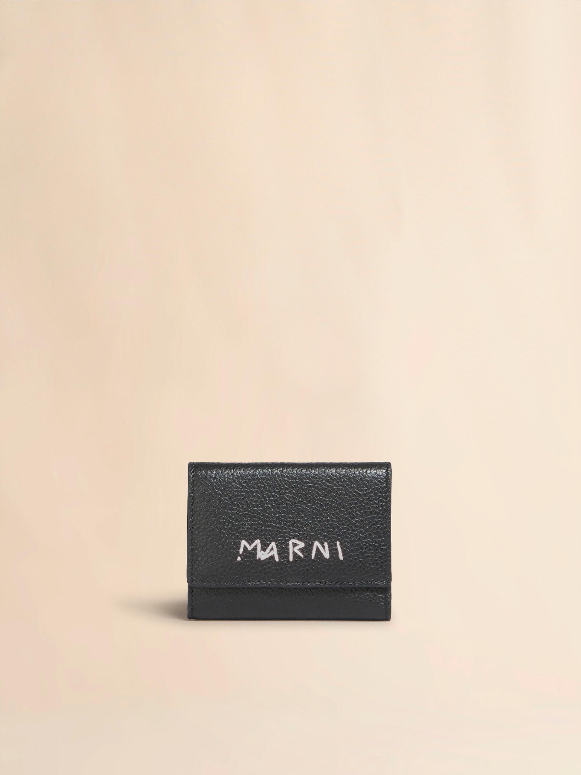 Black leather key holder with Marni Mending embroidery - Key Rings - Image 1