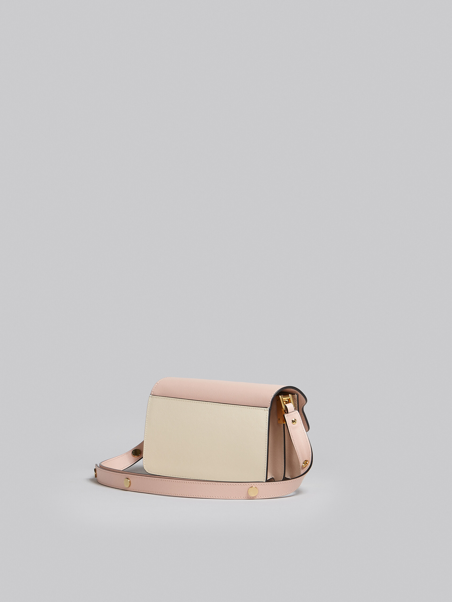 Trunk Bag E/W in pink and white saffiano leather - Shoulder Bag - Image 3