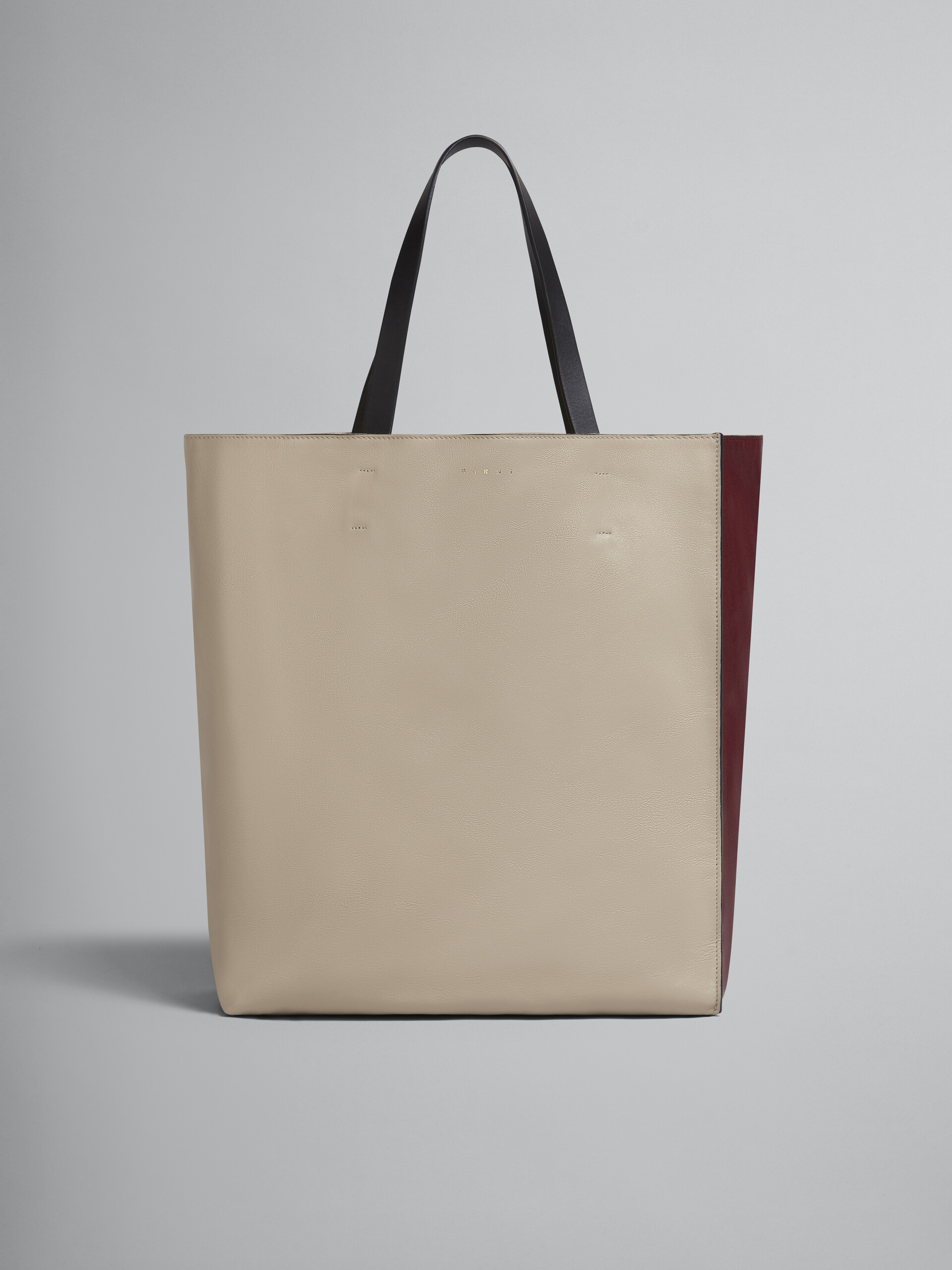 MUSEO SOFT large bag in white and red leather - Shopping Bags - Image 1