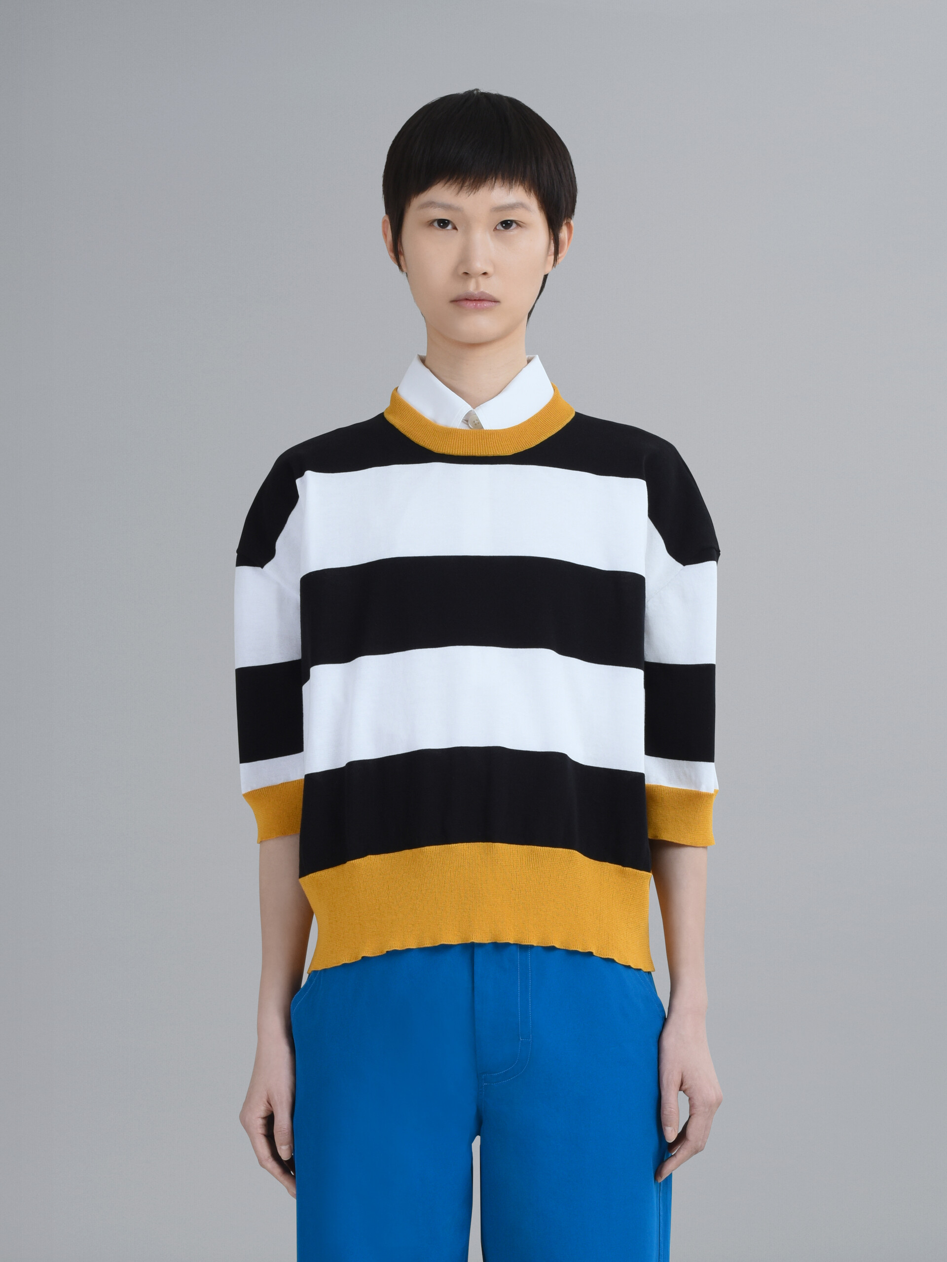 Striped cotton crewneck sweater - Pullovers - Image 2