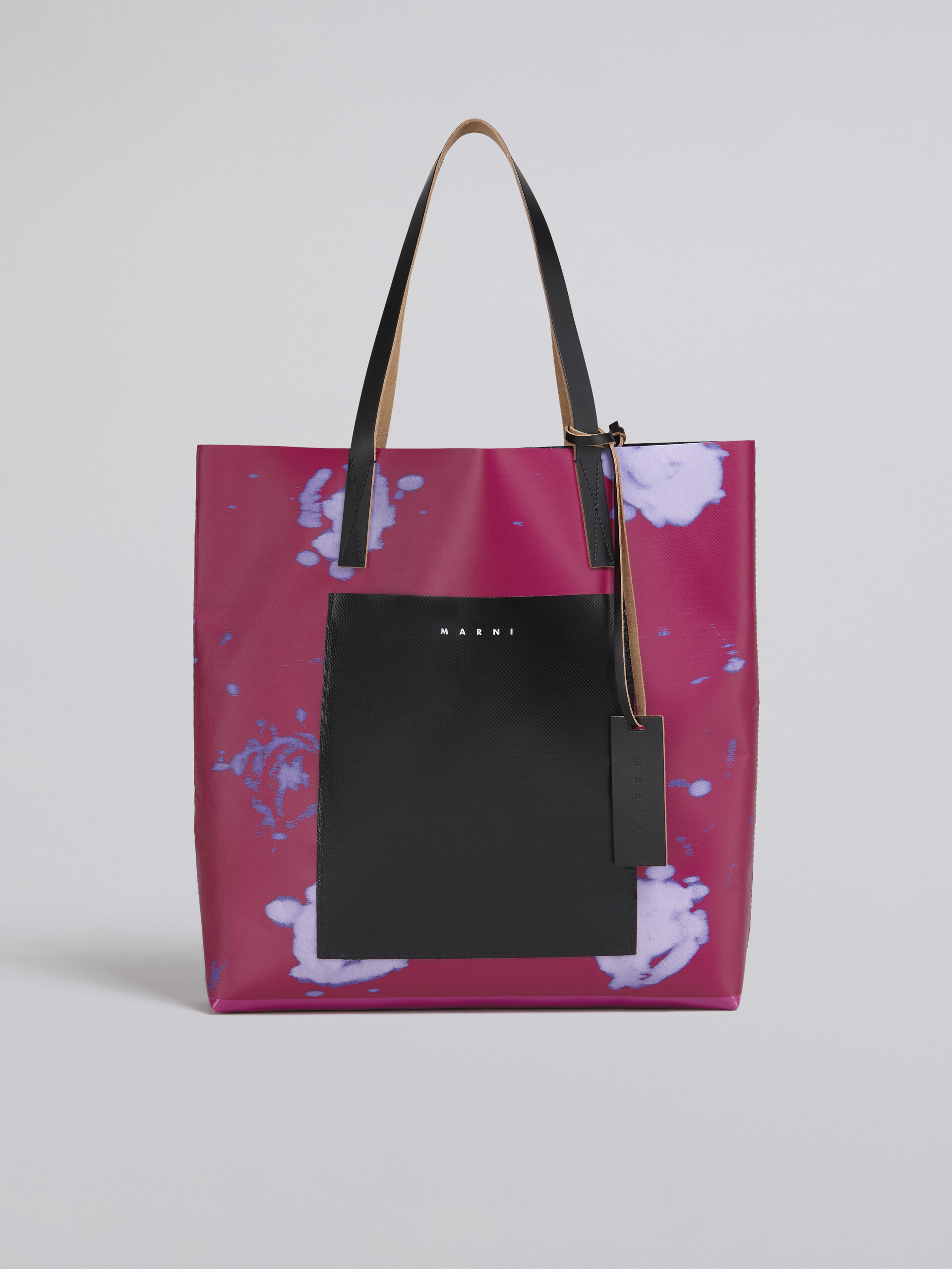 Pink Faded Roses print PVC bag - Shopping Bags - Image 1