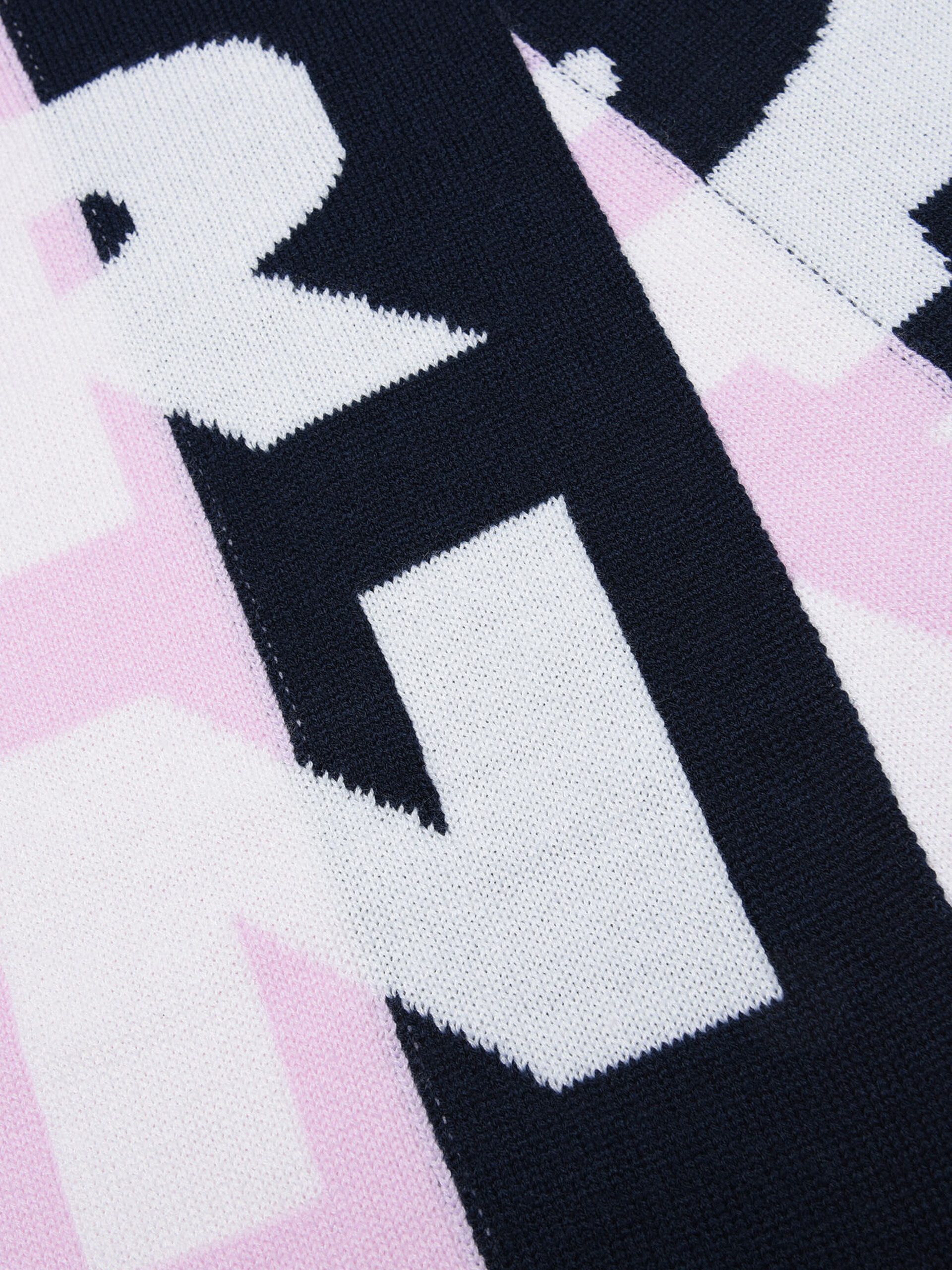 Pink and black colour-block scarf with logo - Scarves - Image 3