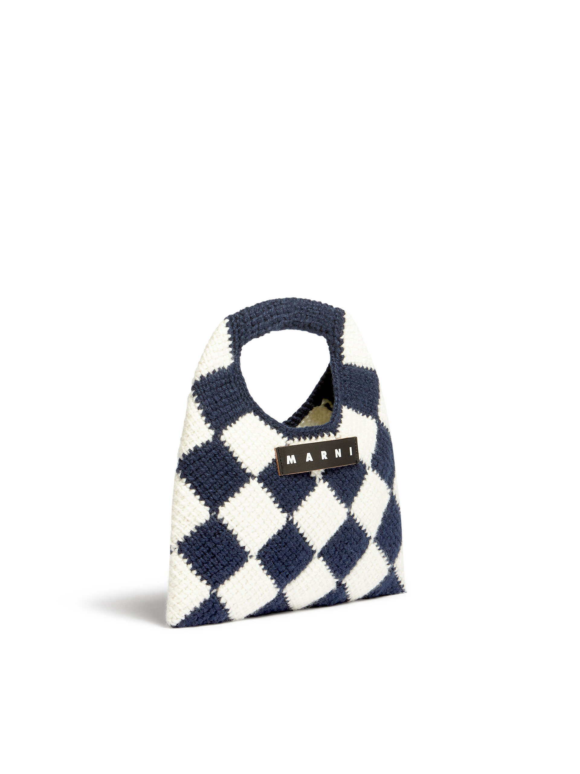 Bolso mediano MARNI MARKET DIAMOND de lana técnica azul y marrón - Bolsos - Image 2