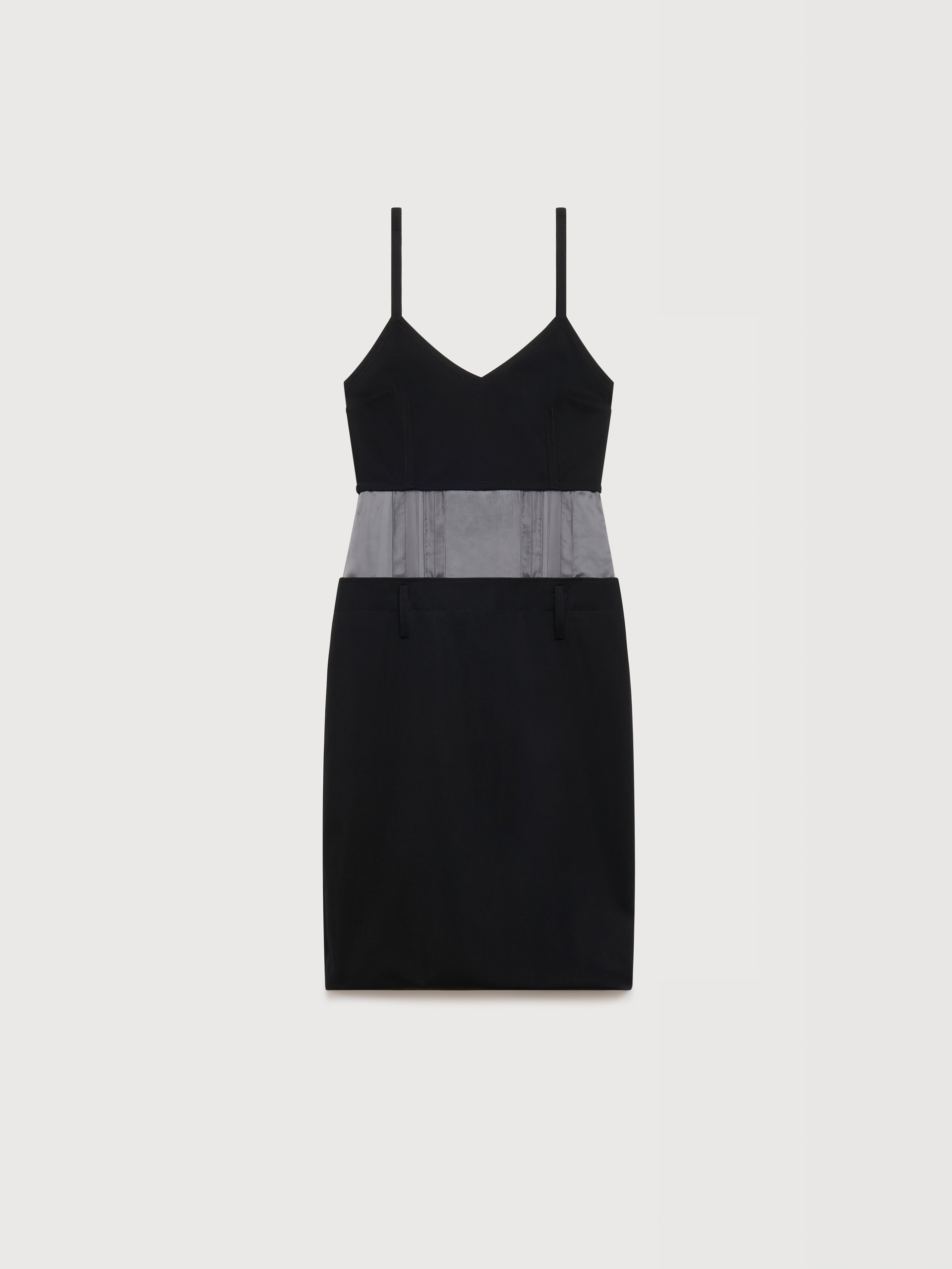 Black wool dress with satin waist - Dresses - Image 1