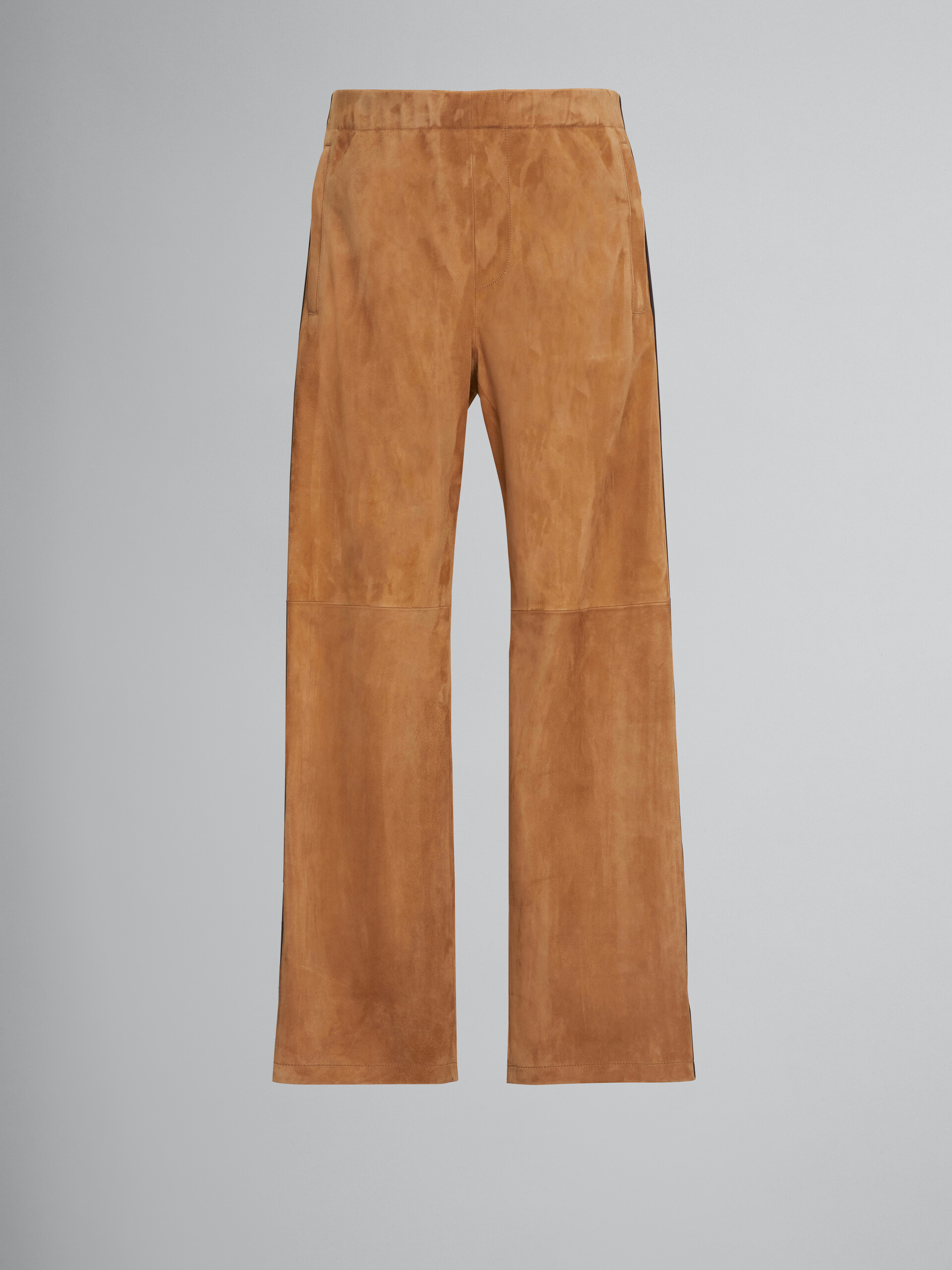 Brown suede trousers with nappa bands - Pants - Image 1