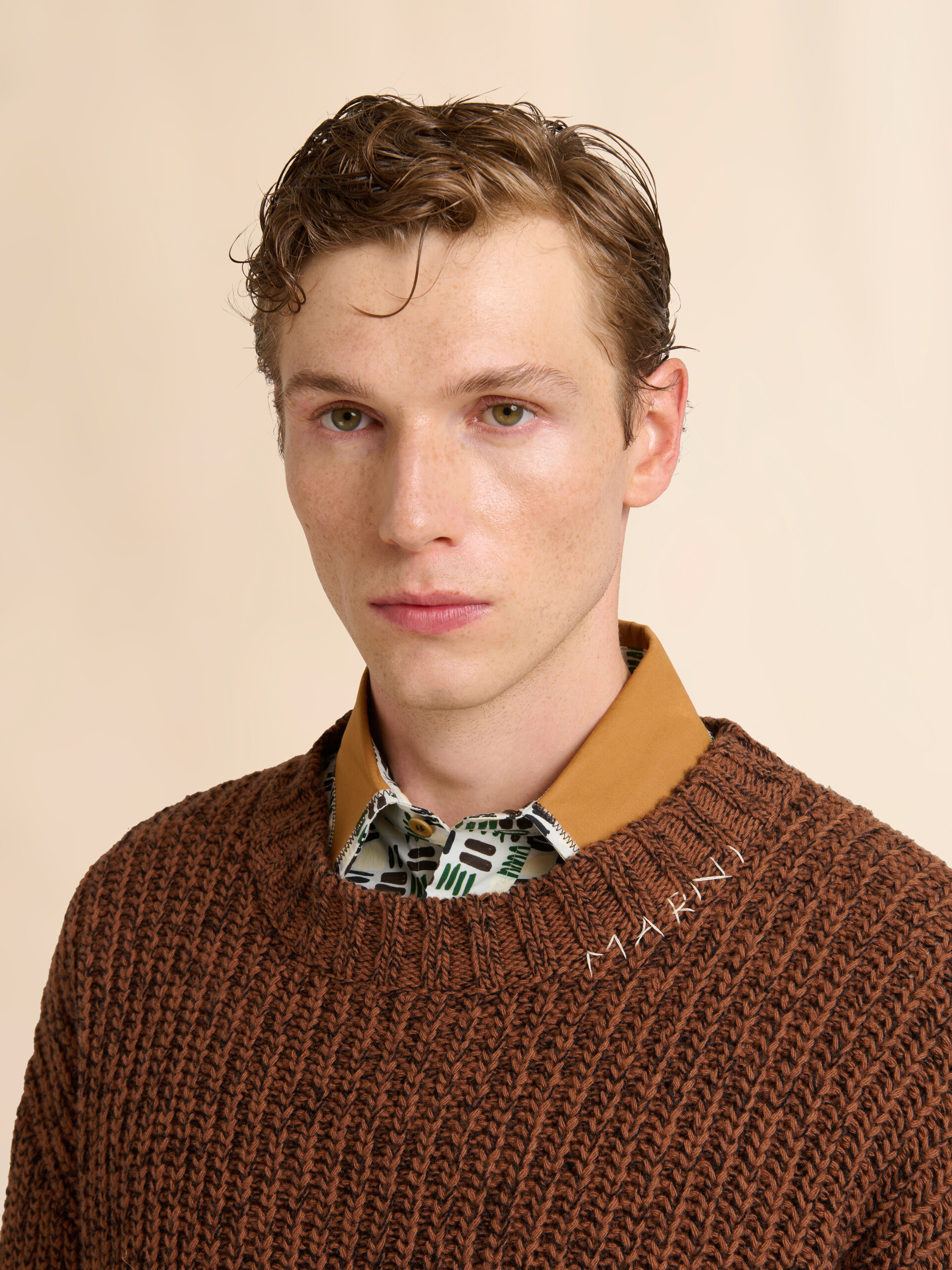 Brown mouliné wool jumper with Marni Mending - Pullovers - Image 4