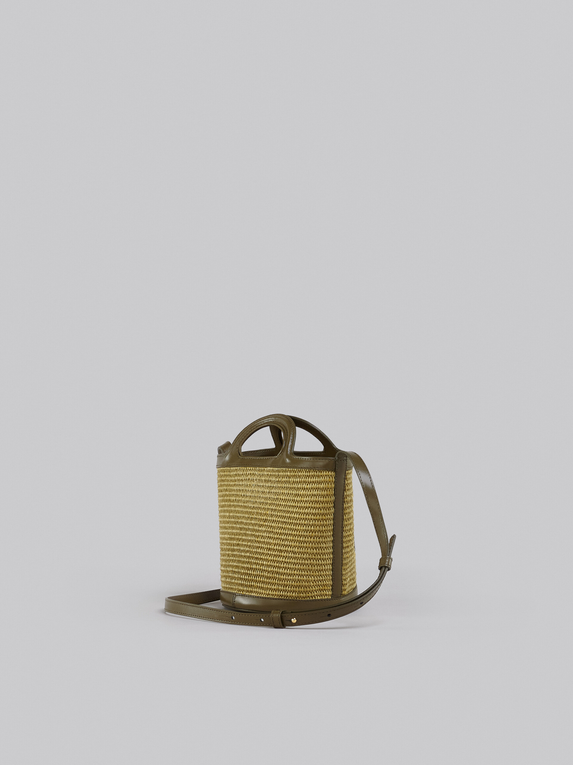 Tropicalia Small Bucket Bag in green leather and raffia - Shoulder Bags - Image 3