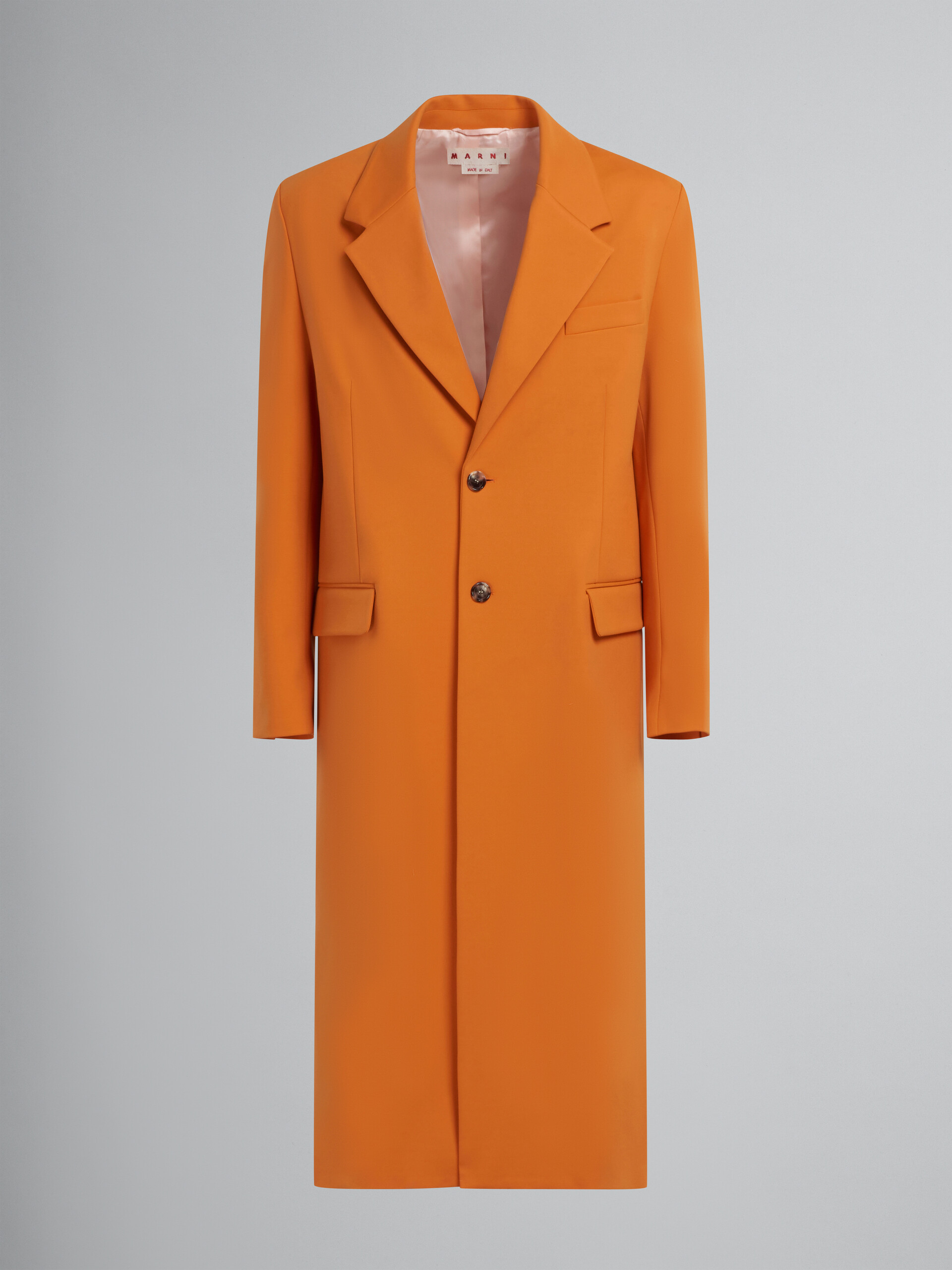Orange single-breasted jersey coat - Coat - Image 1