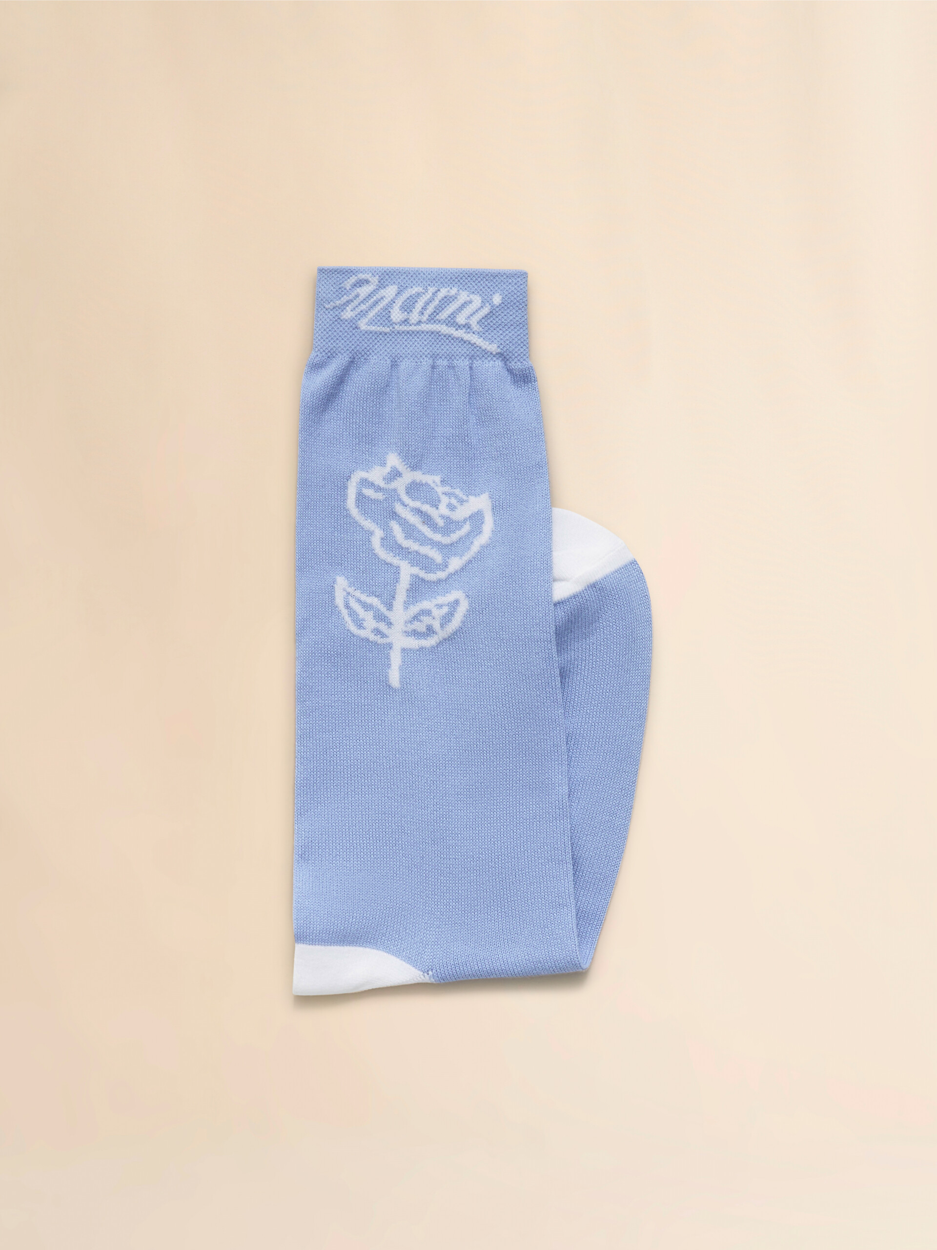 Light blue cotton socks with rose detail - Socks - Image 2