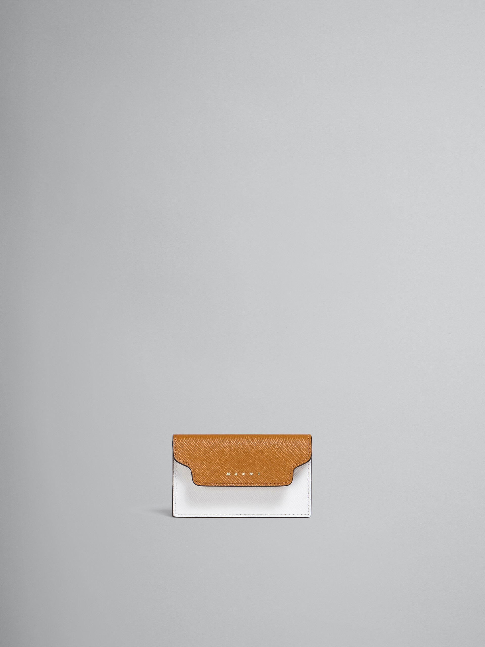 Visitenkartenetui aus Saffianleder in Braun, Weiß und Blau - Brieftaschen - Image 1