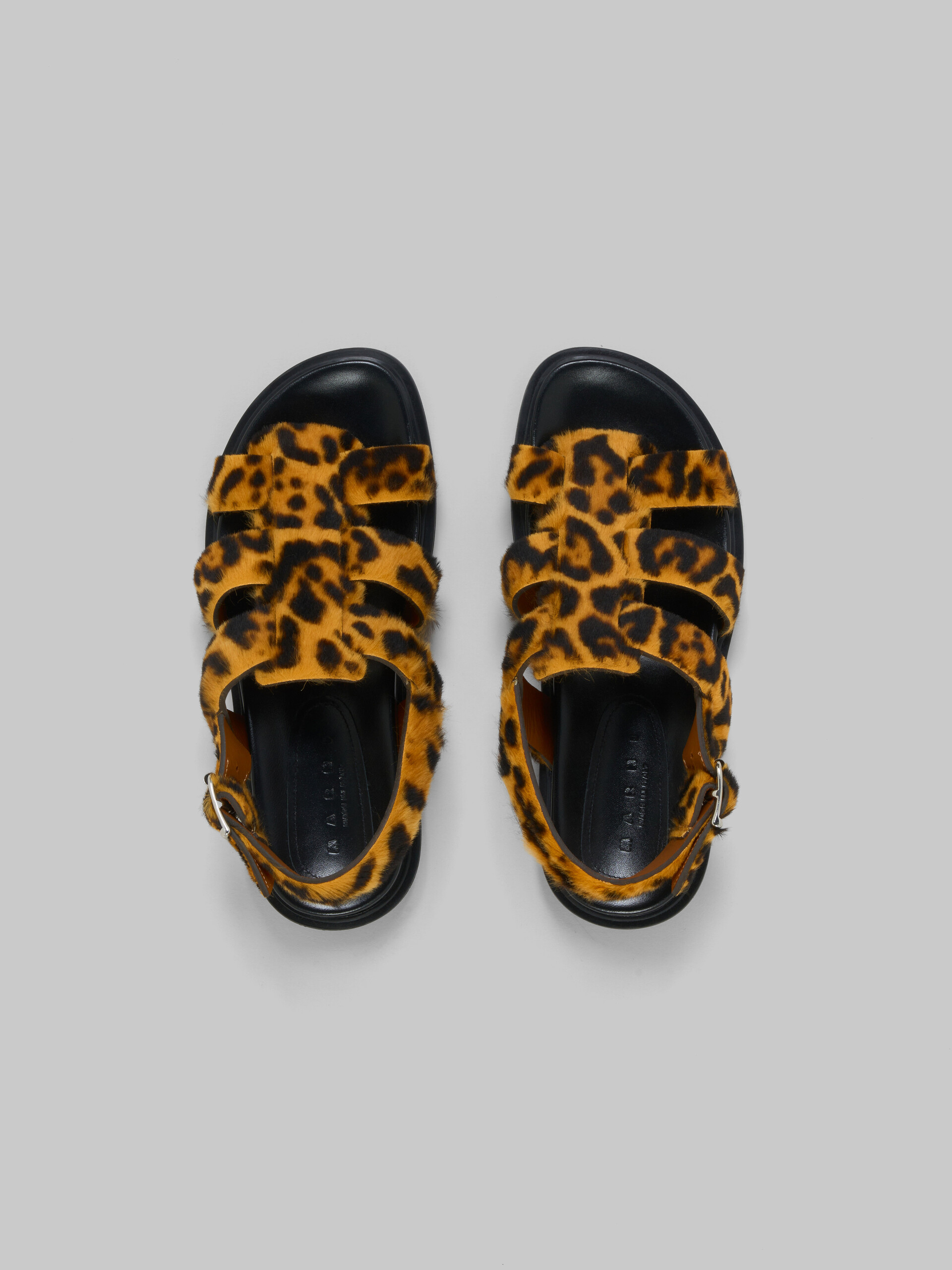 Leopard-print short-hair shearling gladiator sandal - Sandals - Image 4