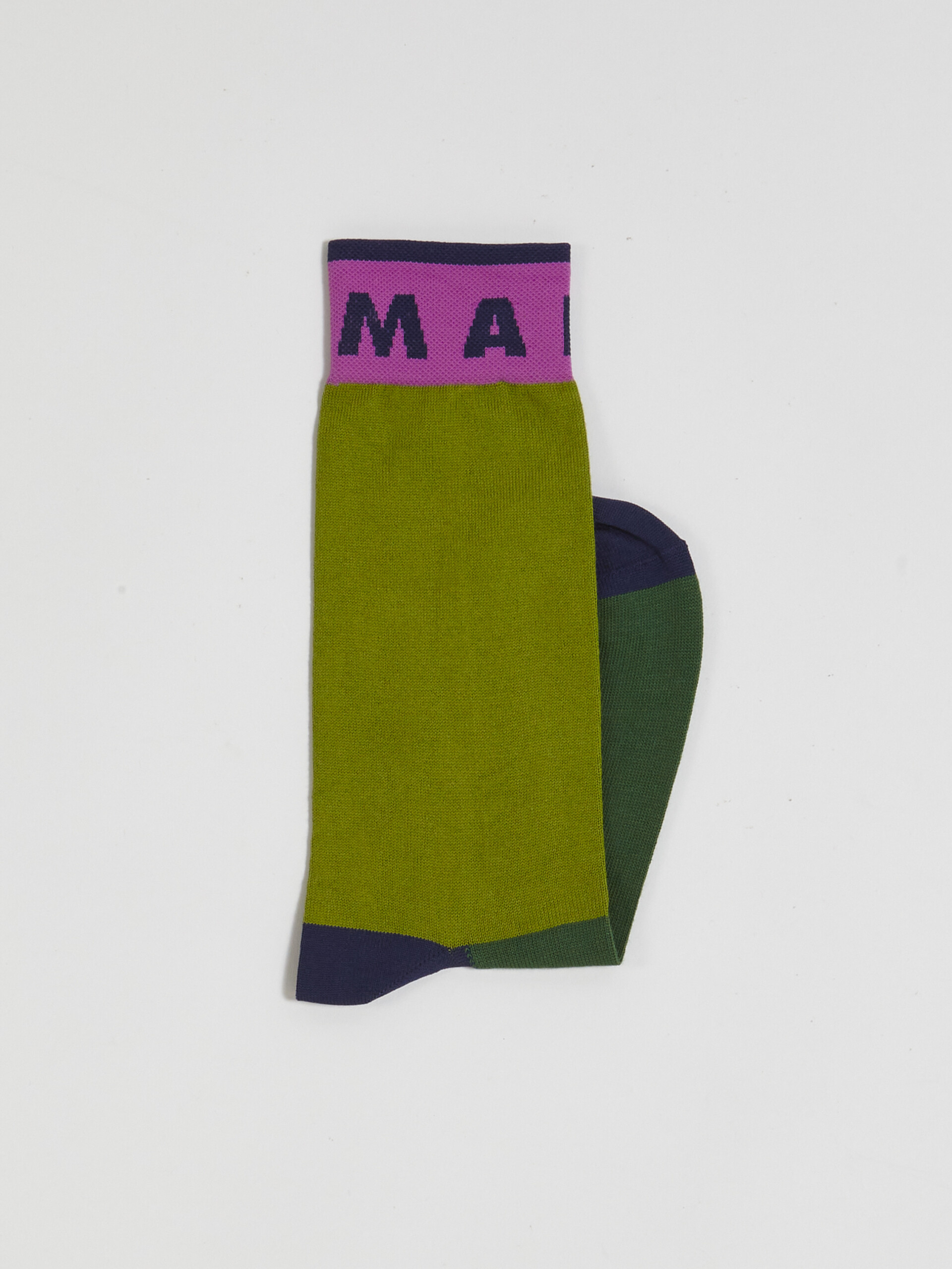 Tone on tone green and blueblack cotton nylon sock - Socks - Image 2
