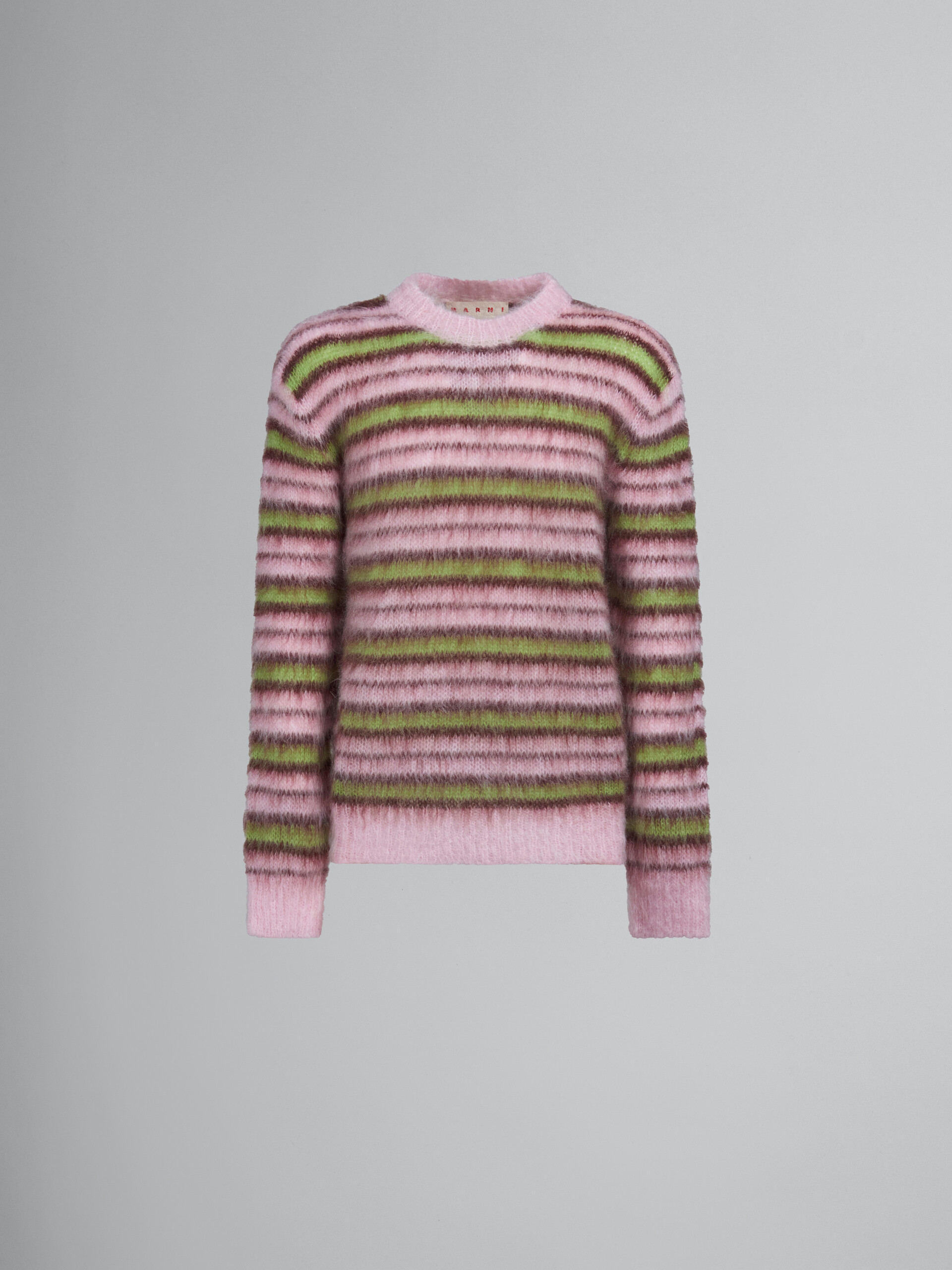 Rosafarbener, gestreifter Pullover aus Mohair - Pullover - Image 1