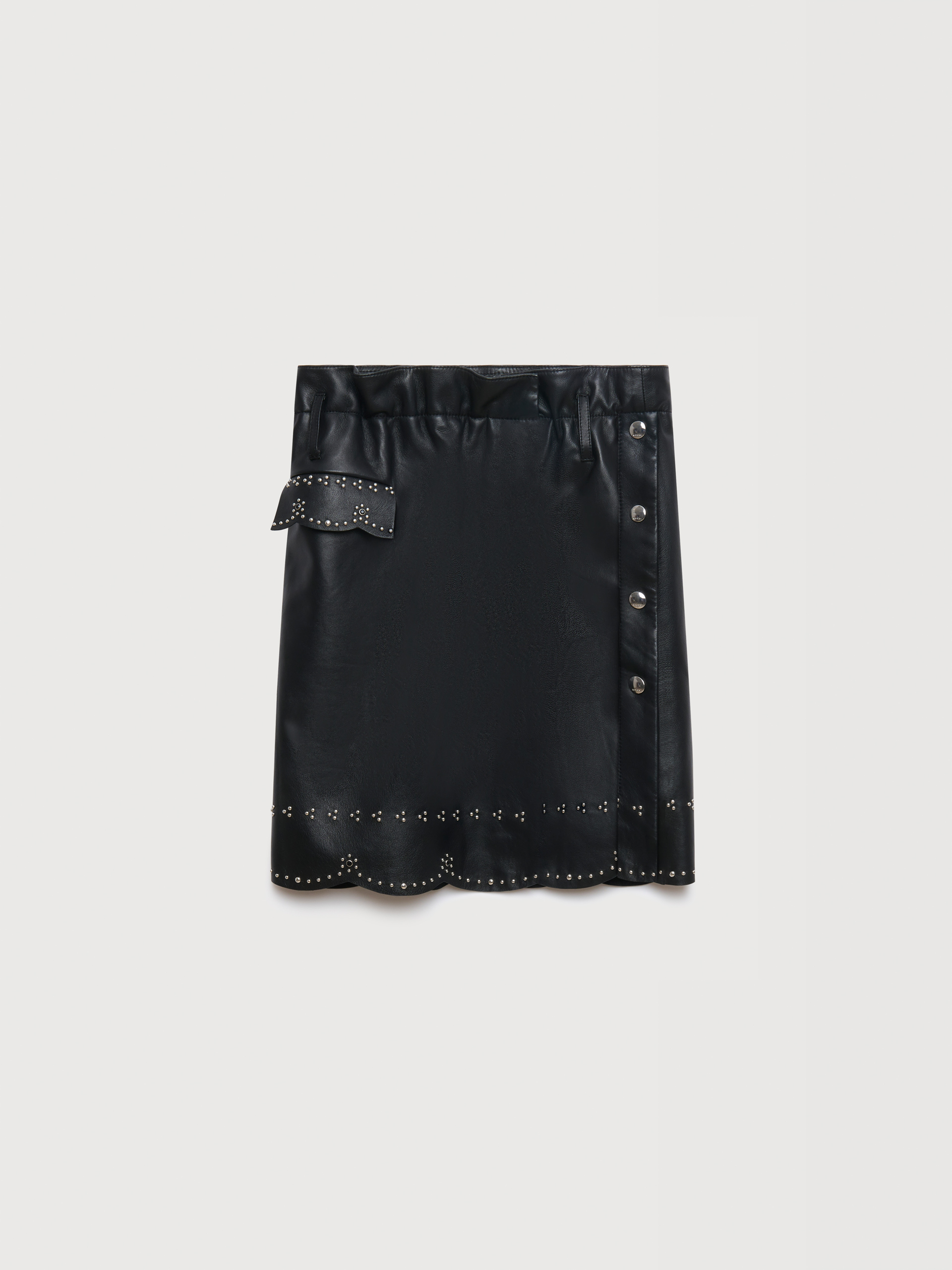 Black leather skirt with micro-studs - Skirts - Image 1