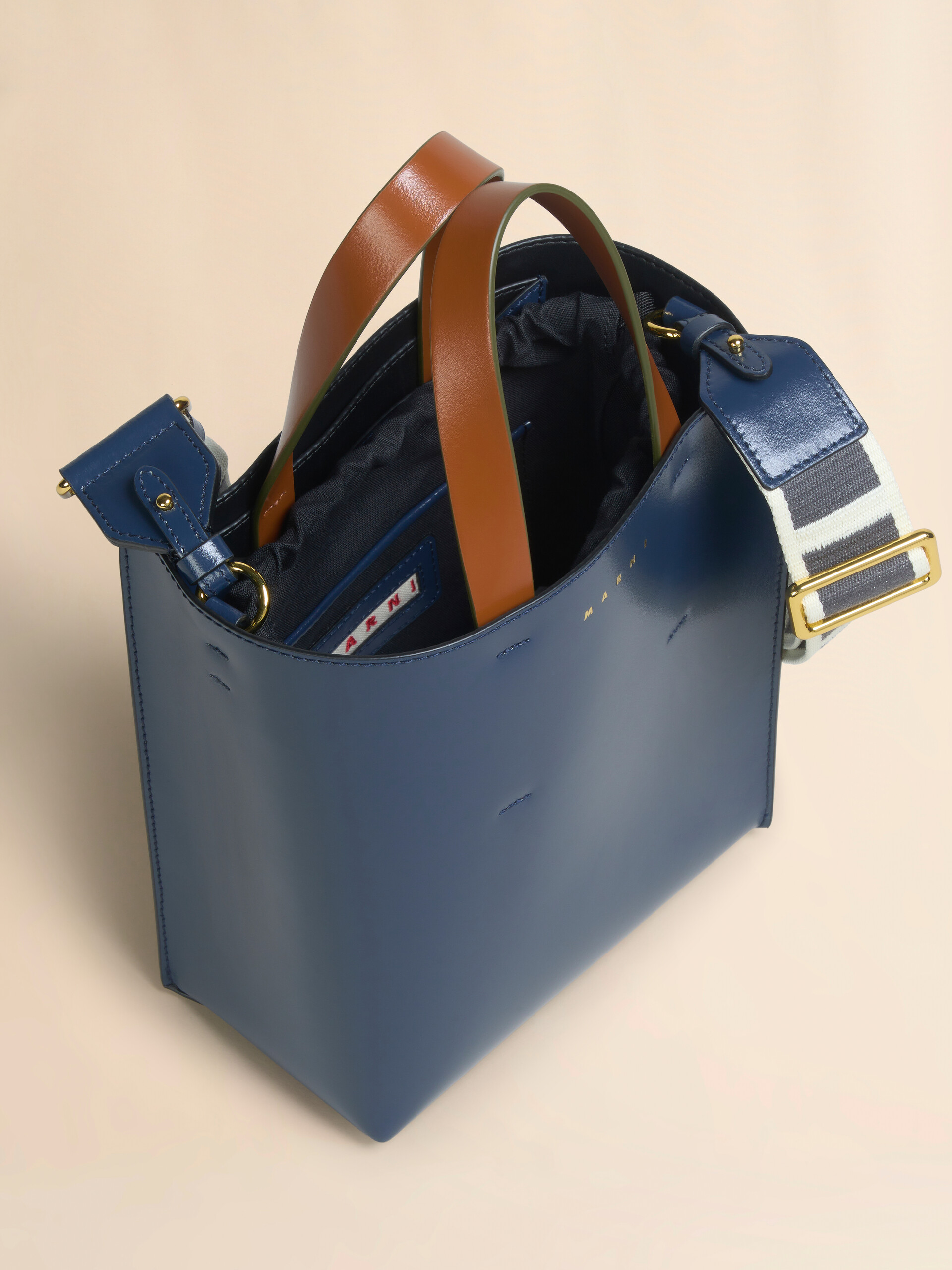 Deep green brown and black leather Museo mini bag - Shopping Bags - Image 4