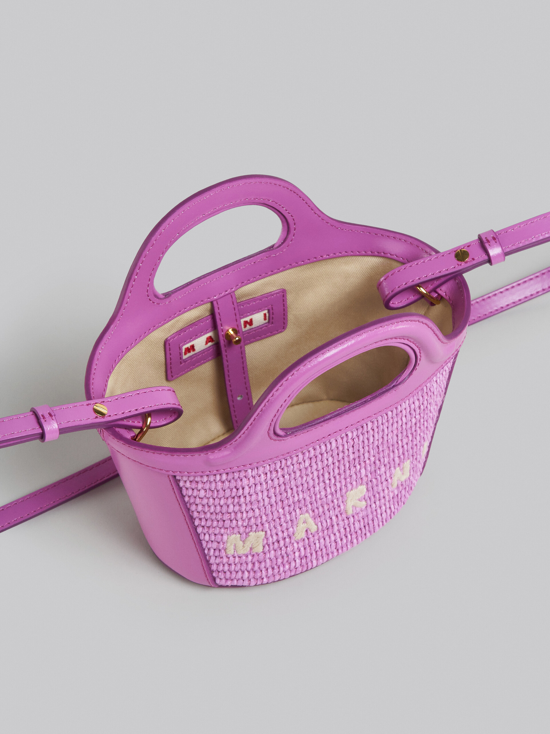 Tropicalia Micro Bag in lilac leather and raffia - Handbag - Image 4