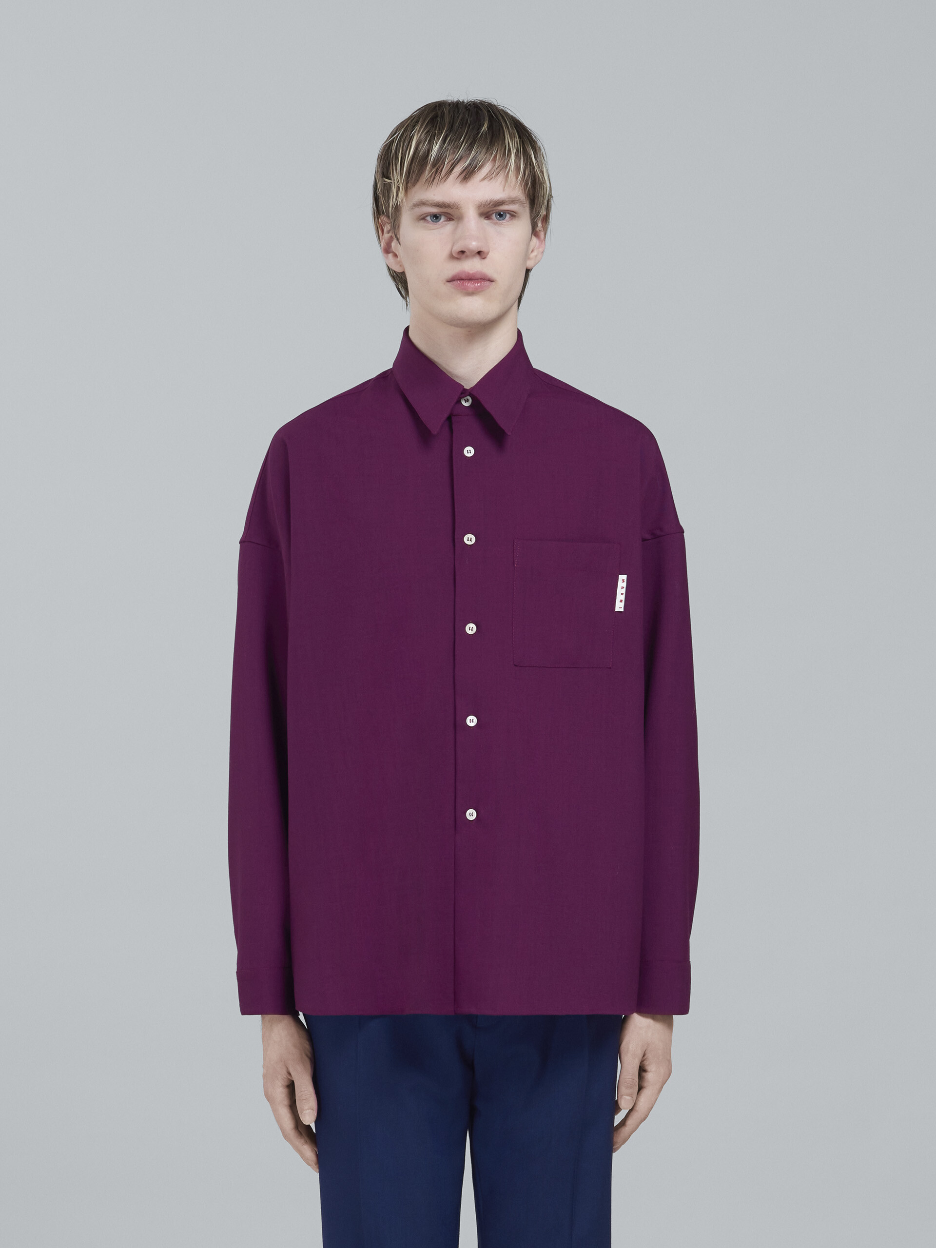 Purple tropical wool shirt - Shirts - Image 2