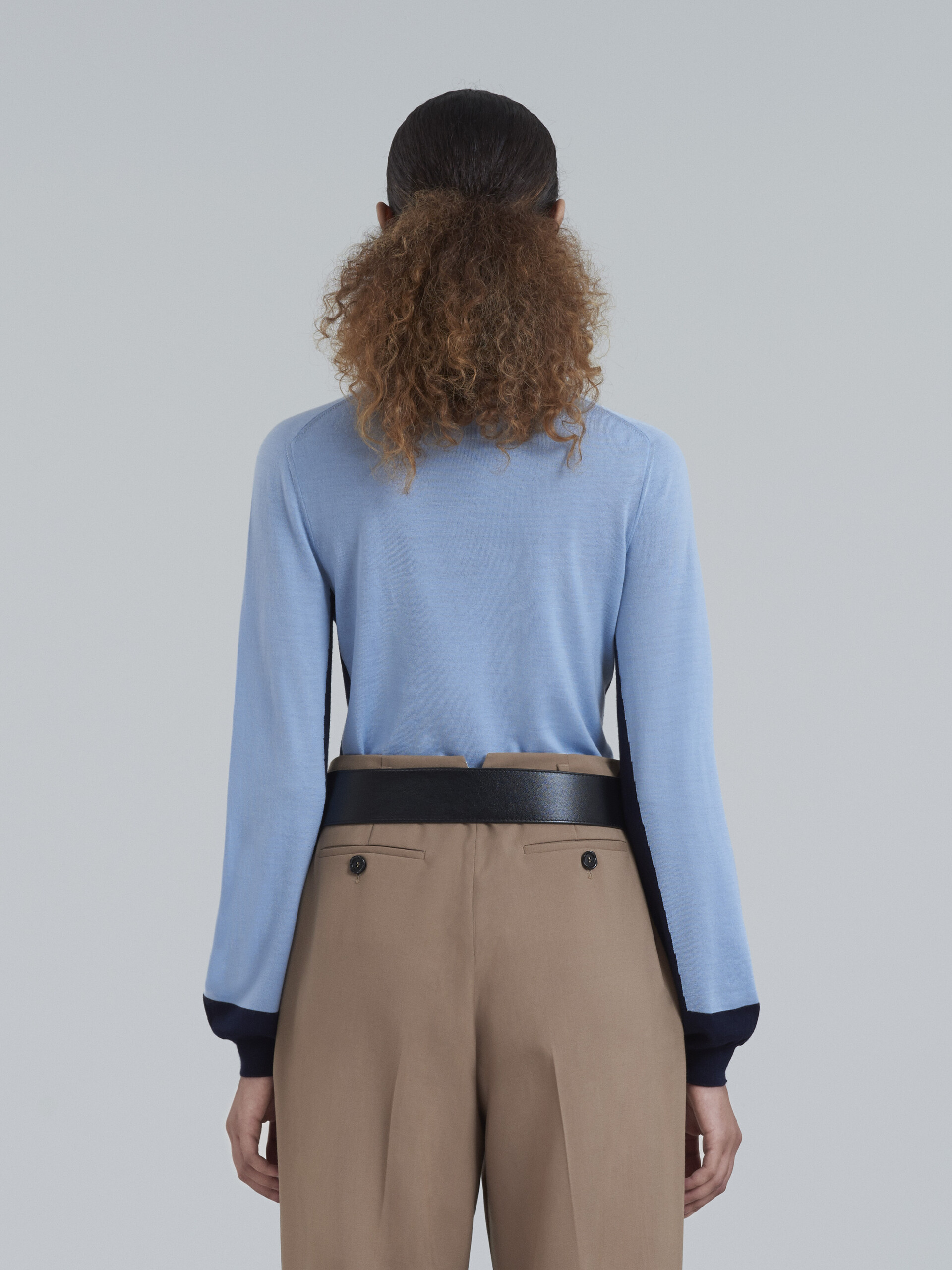 Cardigan in lana vergine con motivo a intarsio bicolore - Pullover - Image 3