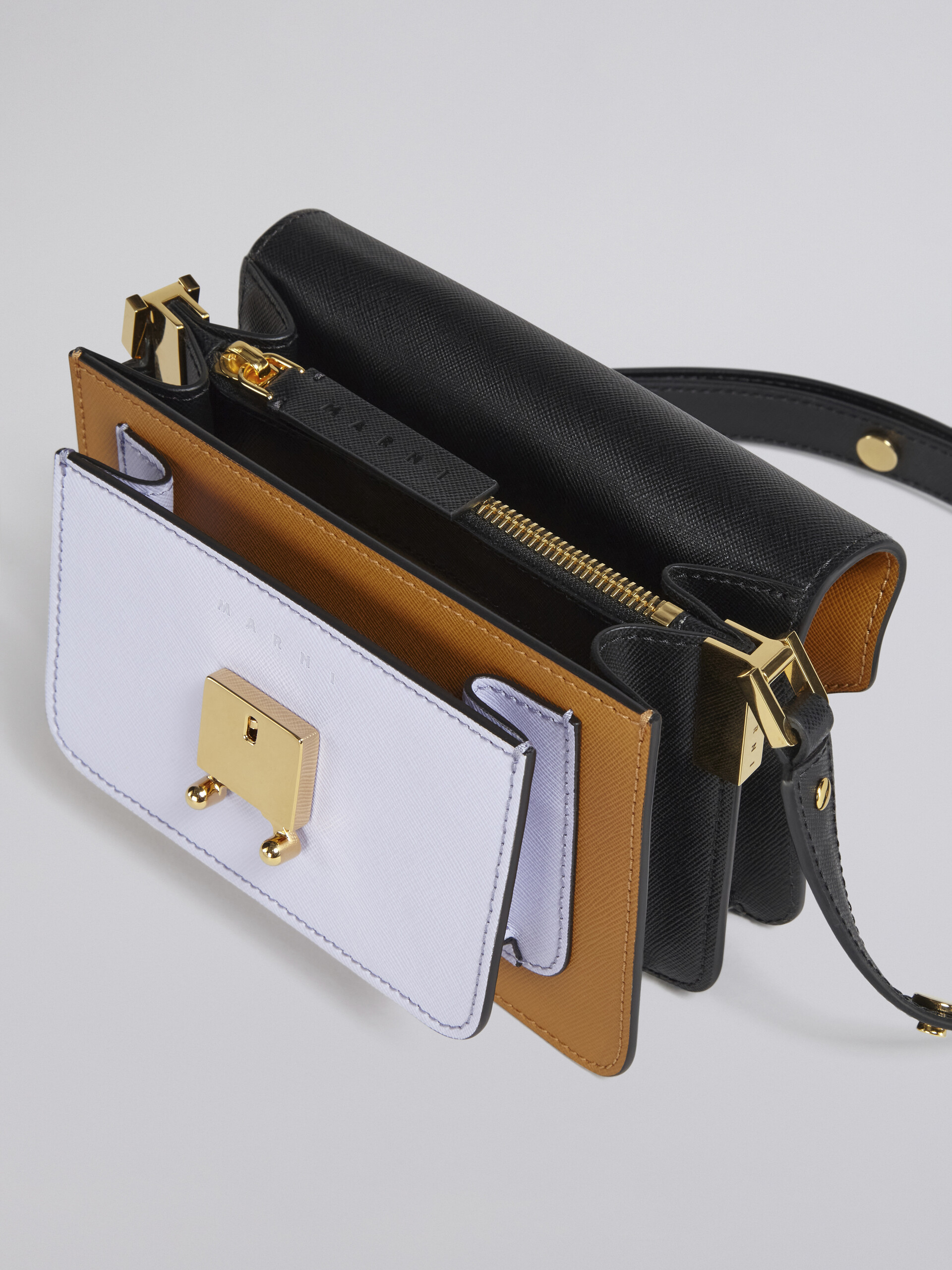 TRUNK bag mini in saffiano marrone lilla e nero - Borse a spalla - Image 4