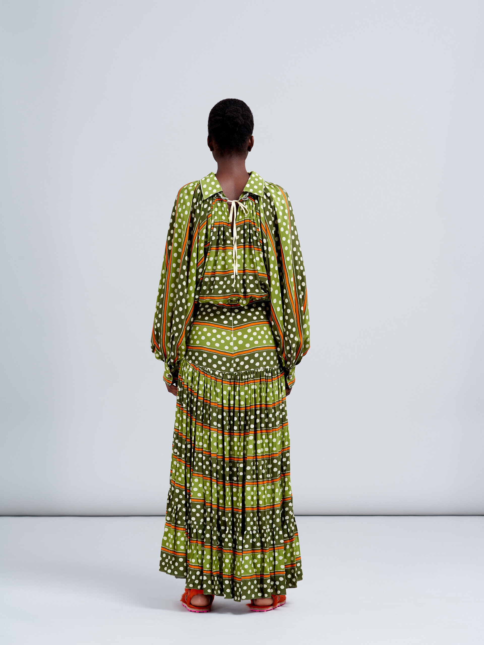Kleid aus Seidenkrepp mit Dot & Stripe-Print - Kleider - Image 3