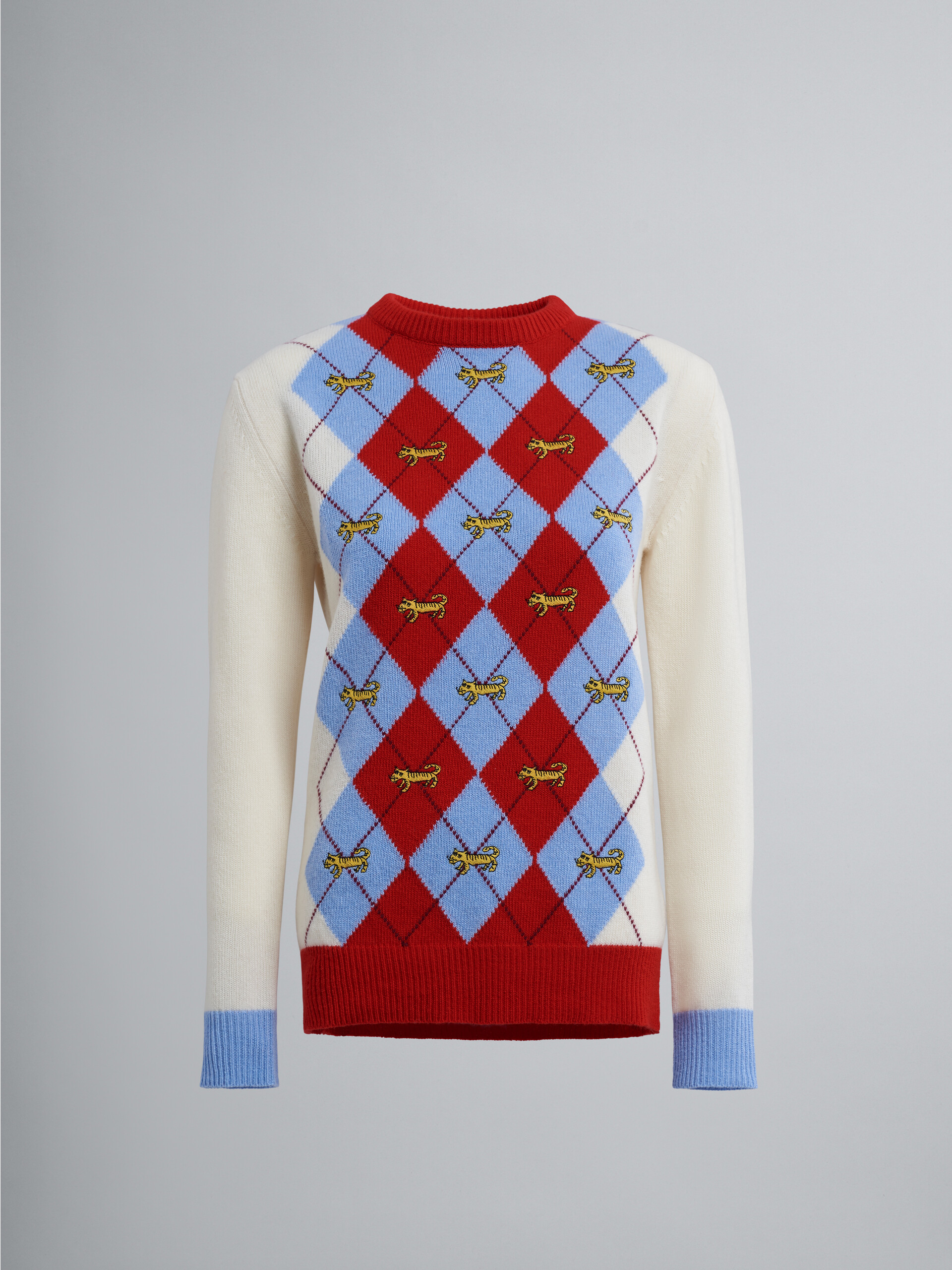 Shetland sweater with Naif Tiger Argyle motif - Pullovers - Image 1