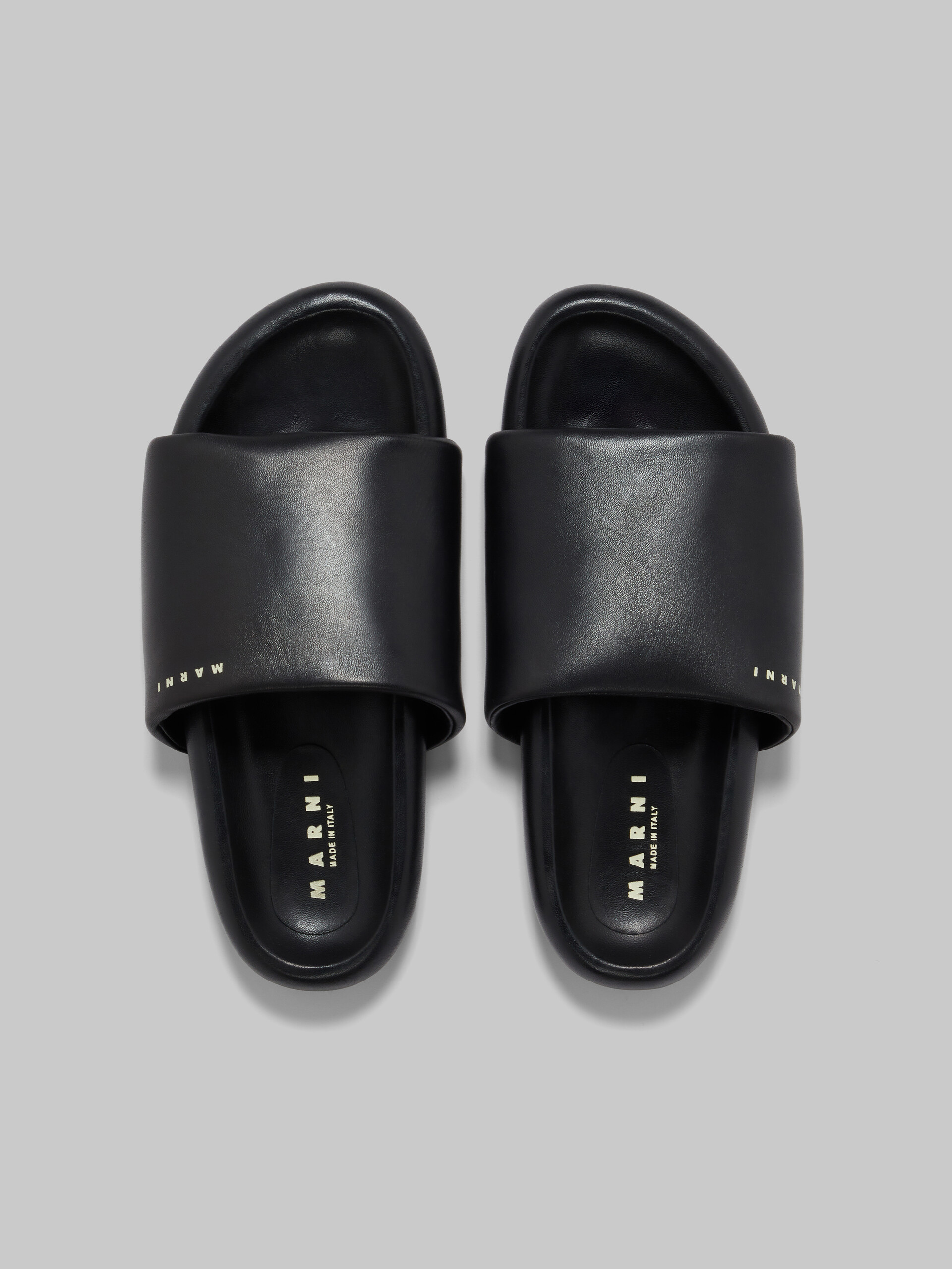 Black leather Bubble slide - Sandals - Image 4