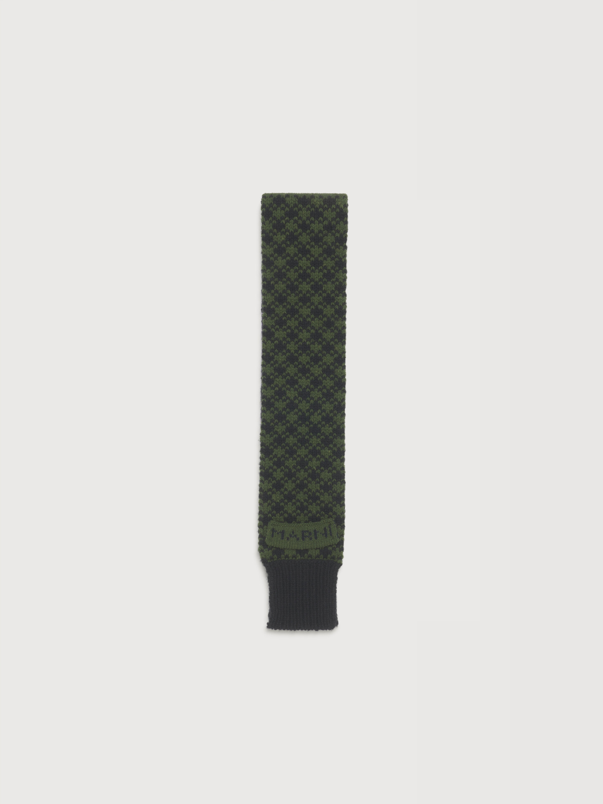 Green and purple wool scarf with geometric motif - Scarves - Image 1