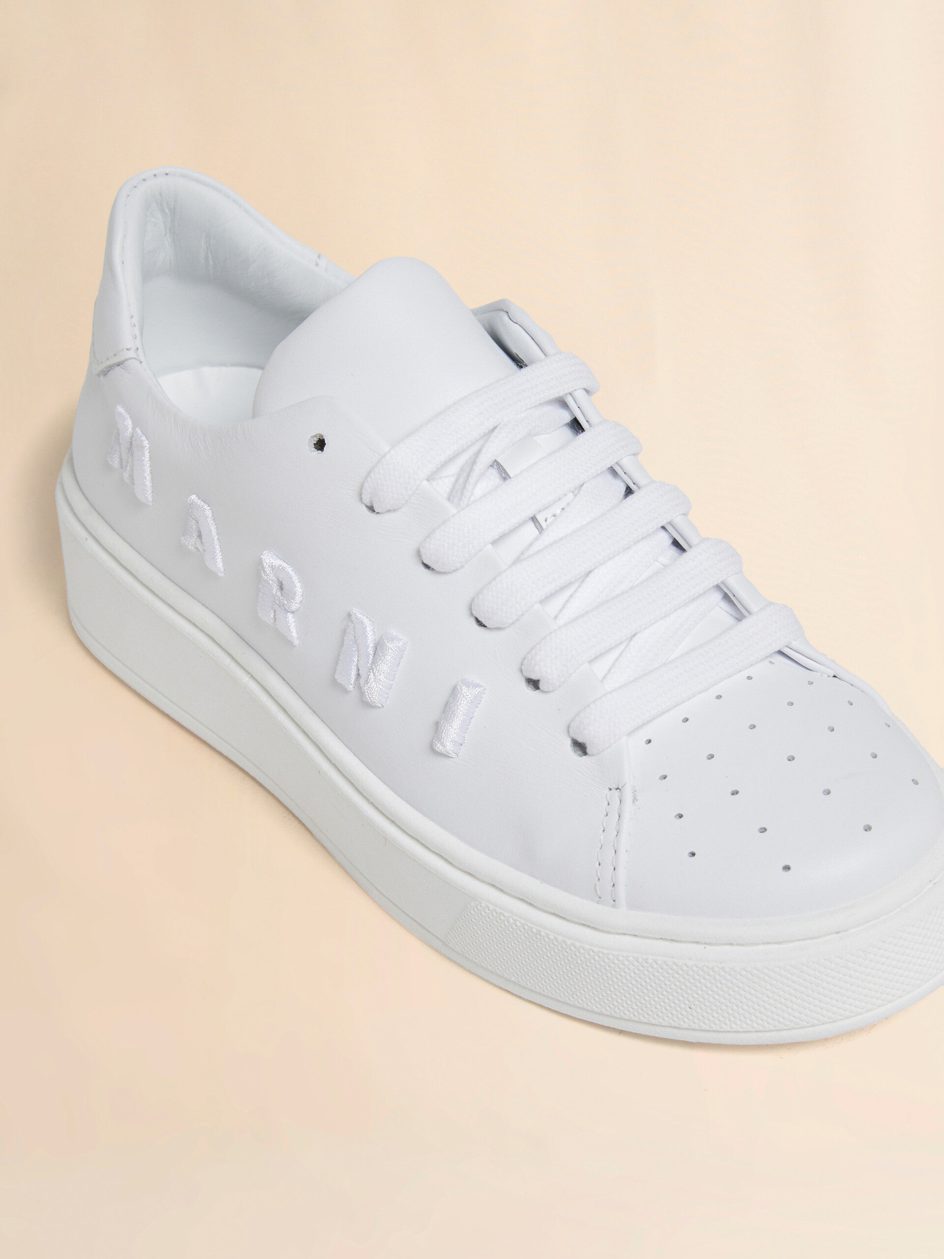 White leather sneaker with tonal Marni embroidery - Sneakers - Image 4