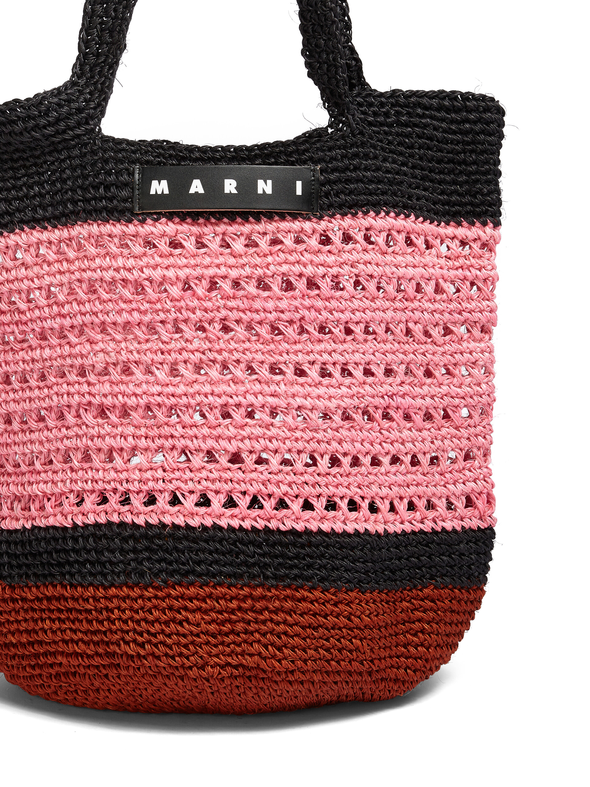MARNI MARKET bag in pink and black natural fiber - Bags - Image 4
