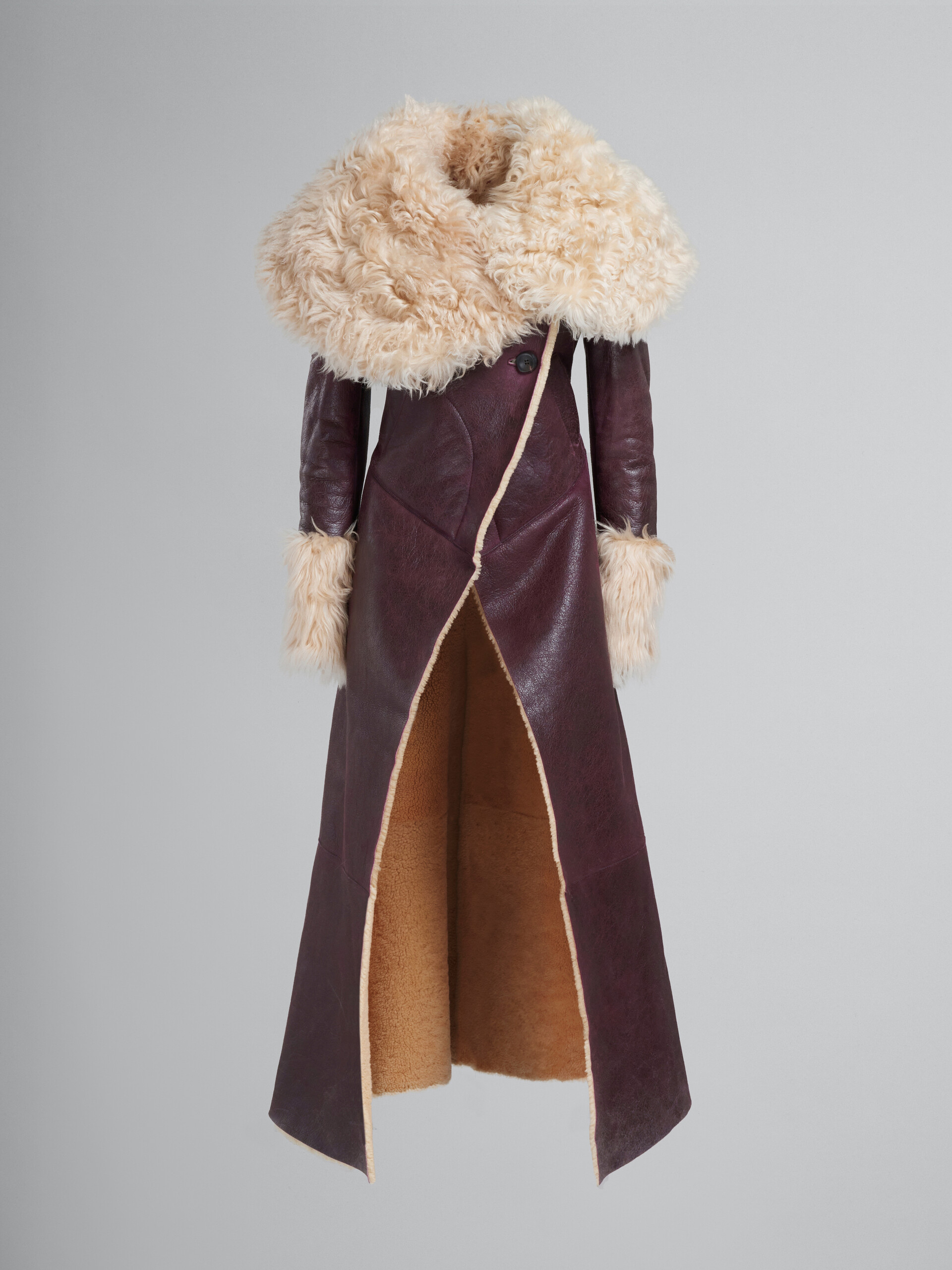 Burgundy shearling coat - Coat - Image 1