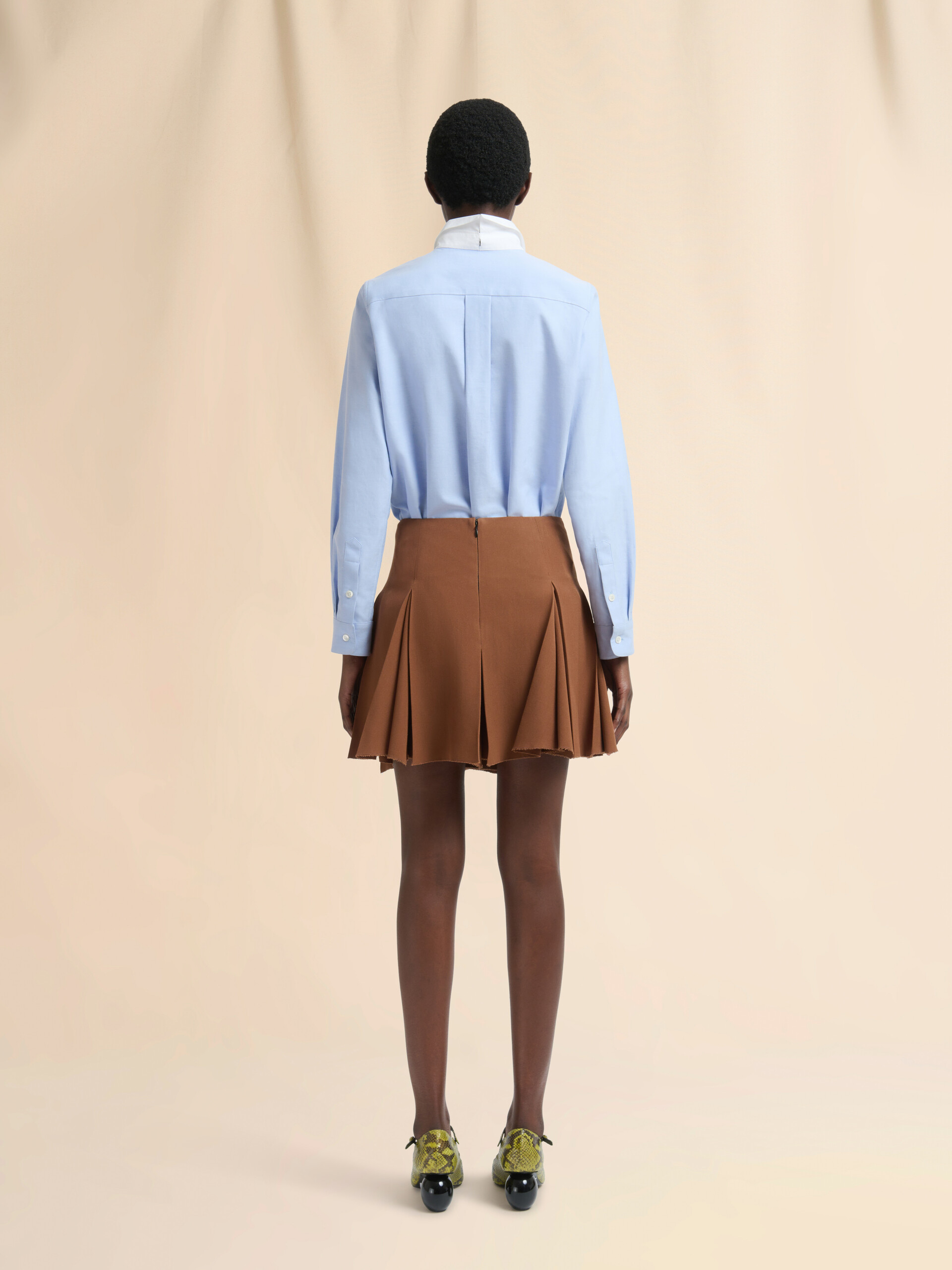 Brown wool pleated mini skirt - Skirts - Image 3