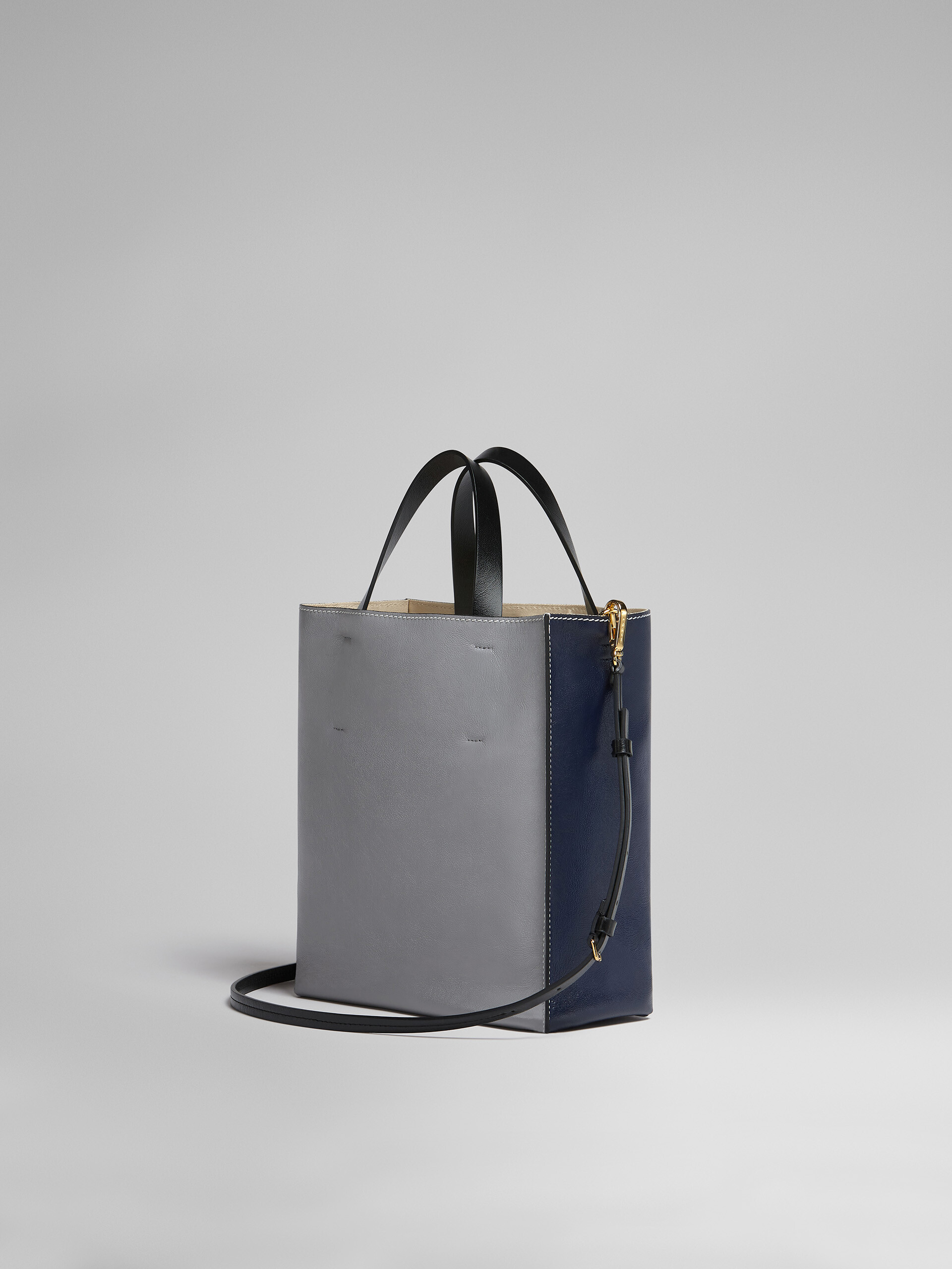 MUSEO SOFT small bag in blue and grey leather - Shopping Bags - Image 3