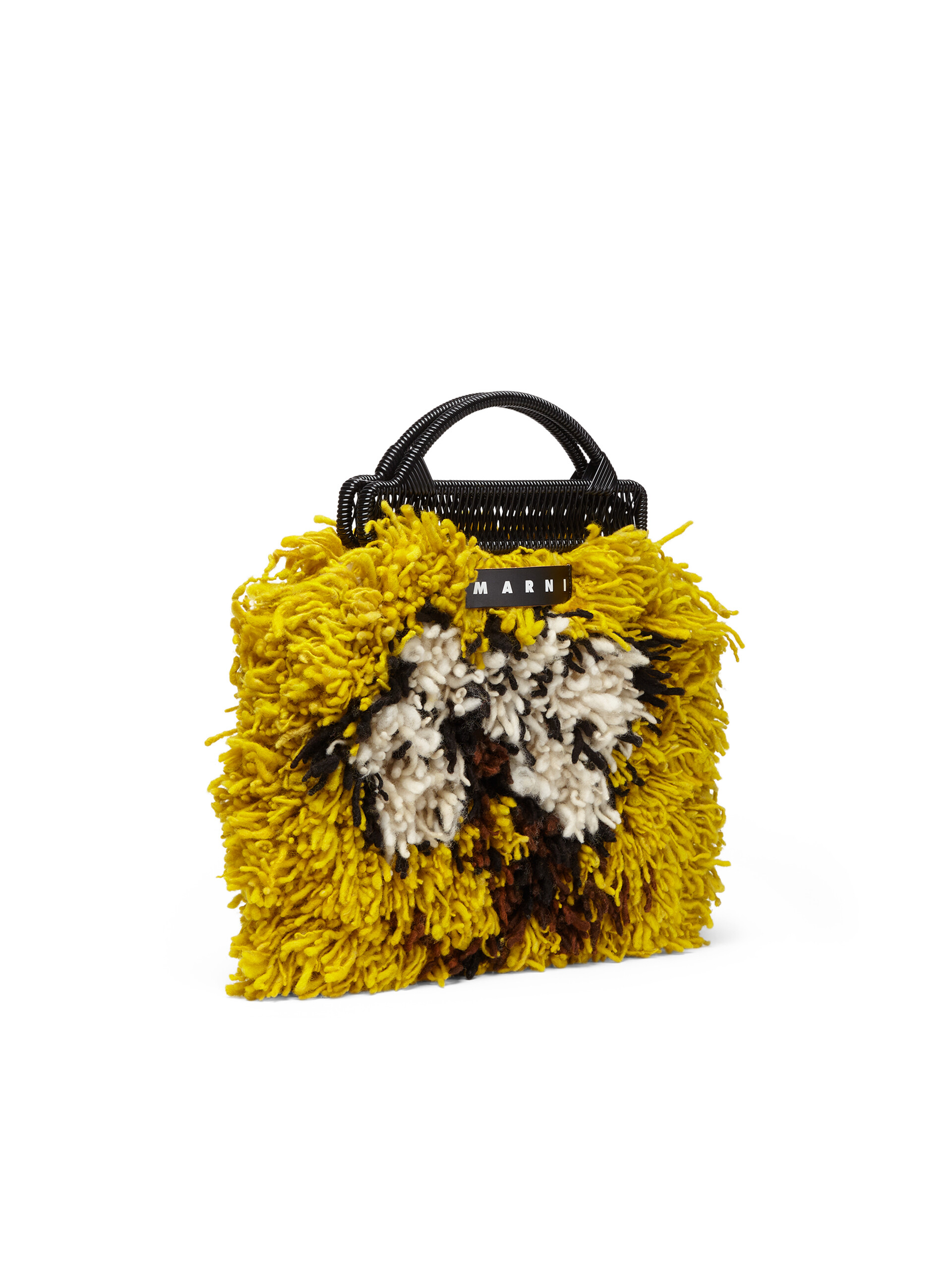 MARNI MARKET multicoloured frame bag in yellow brown and white long wool - Furniture - Image 2