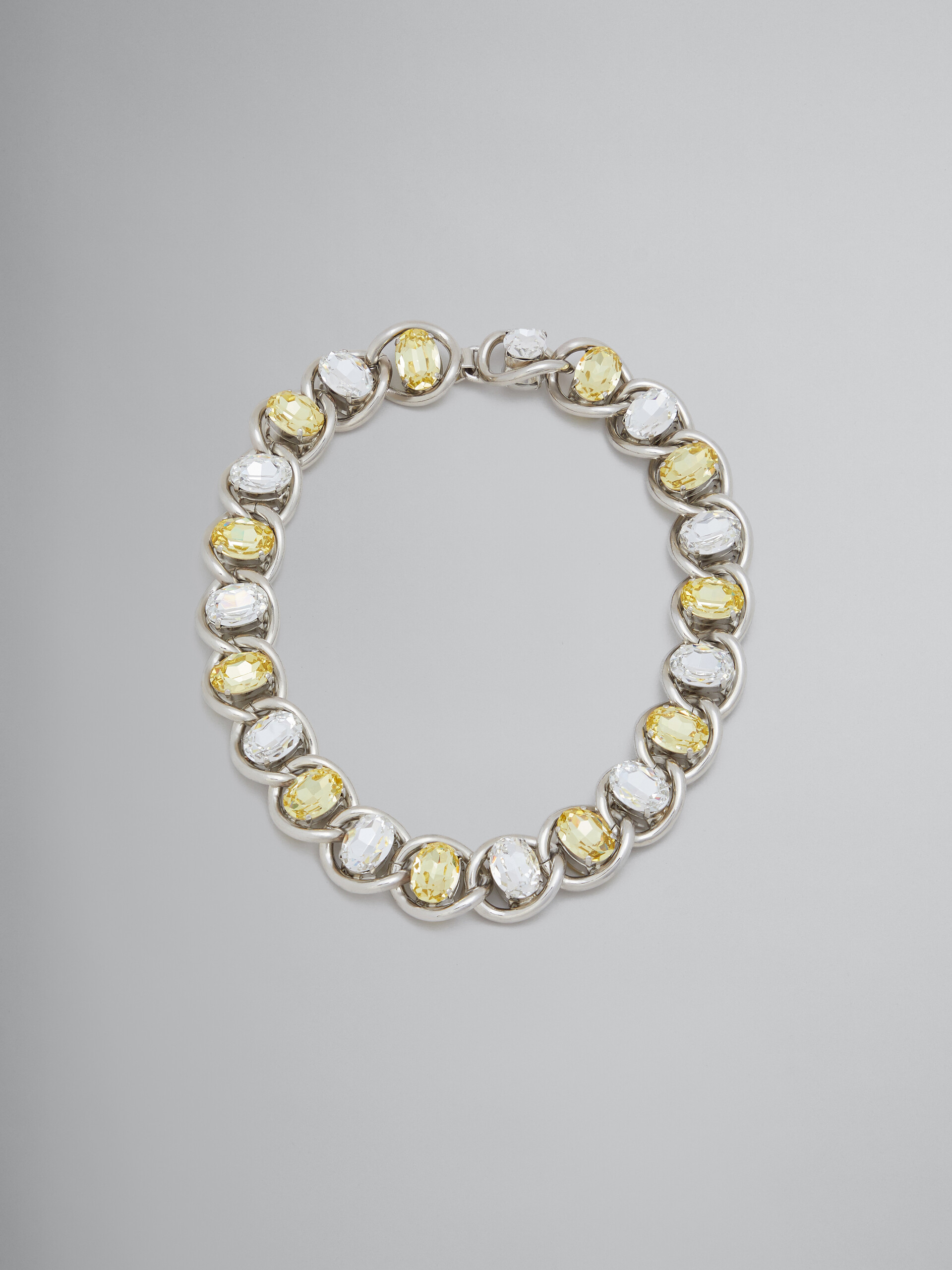 Clear and yellow rhinestone chunky chain necklace - Necklaces - Image 1