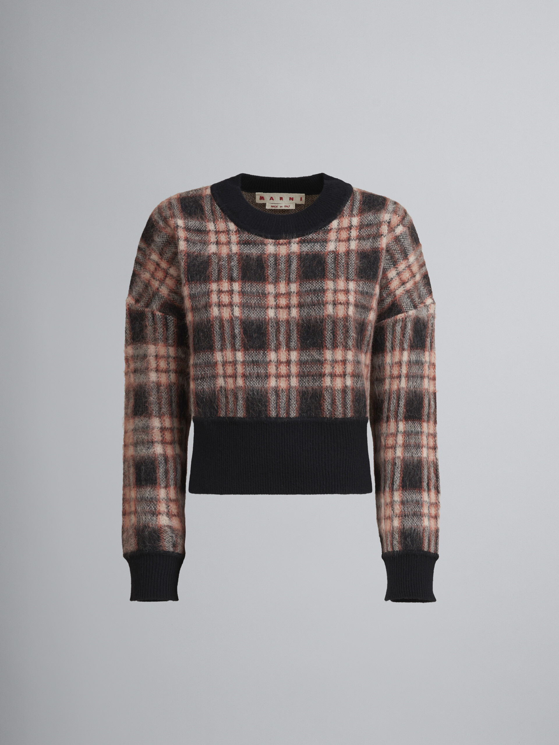 Wool and brushed mohair checked sweater - Pullovers - Image 1