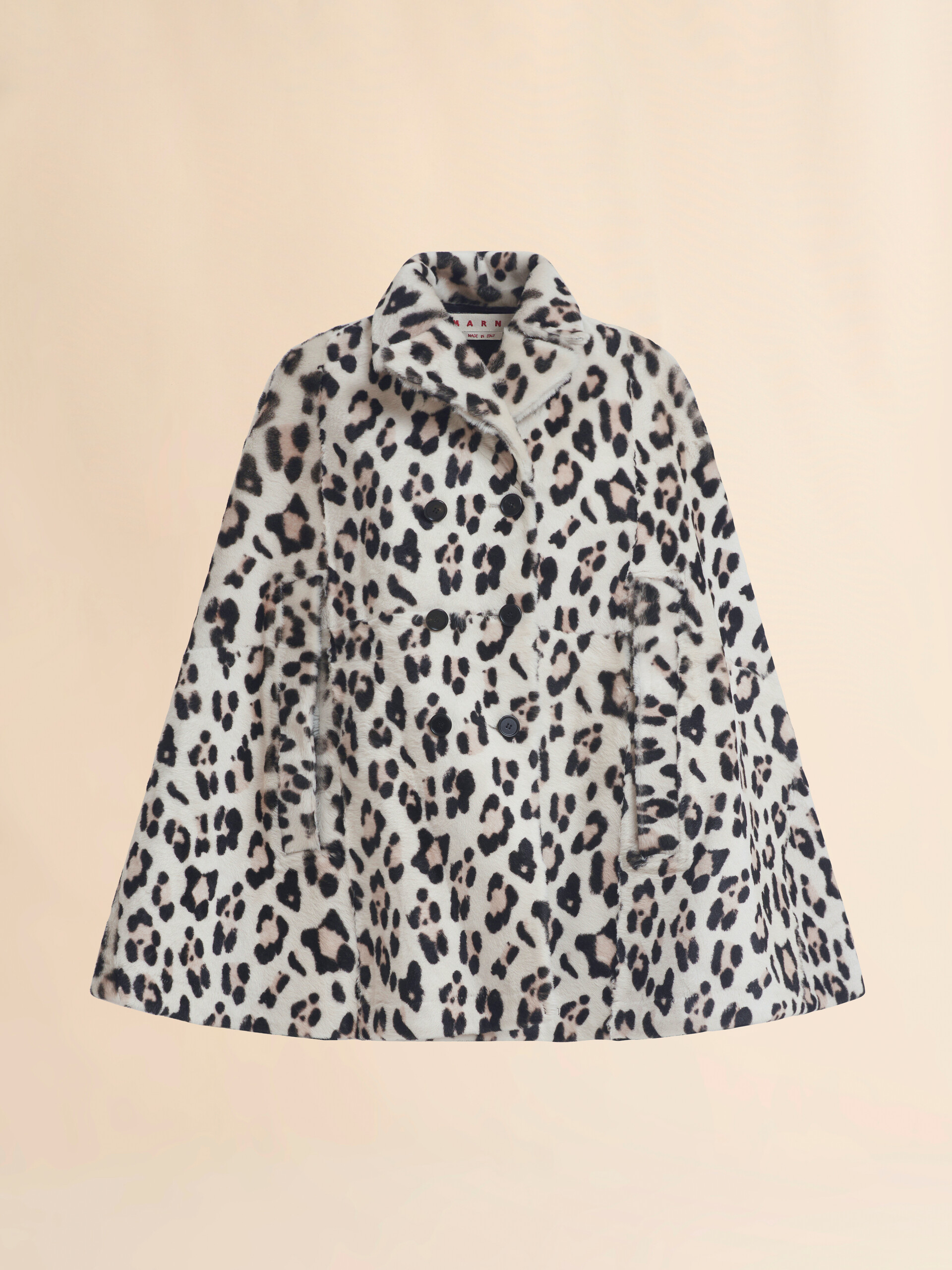 Shorn shearling cape with animalier print - Jackets - Image 1