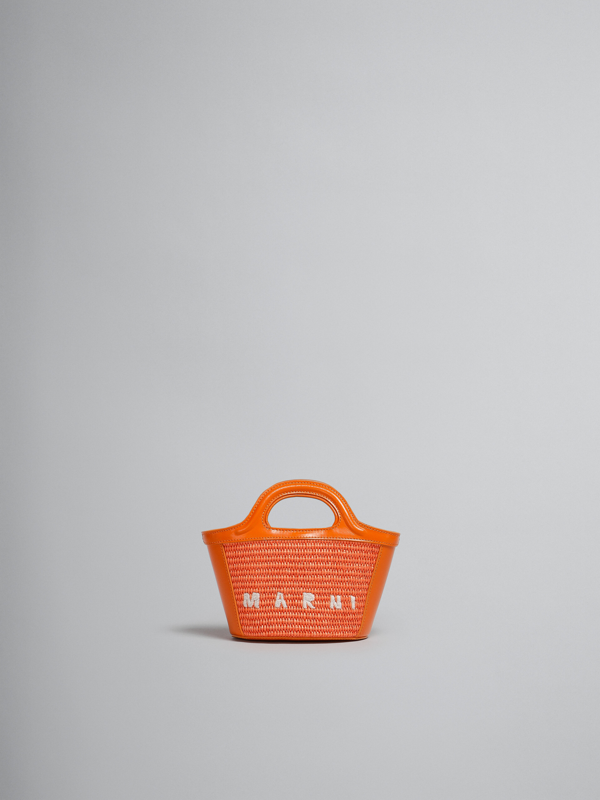 Tropicalia Micro Bag in orange leather and raffia - Handbags - Image 1