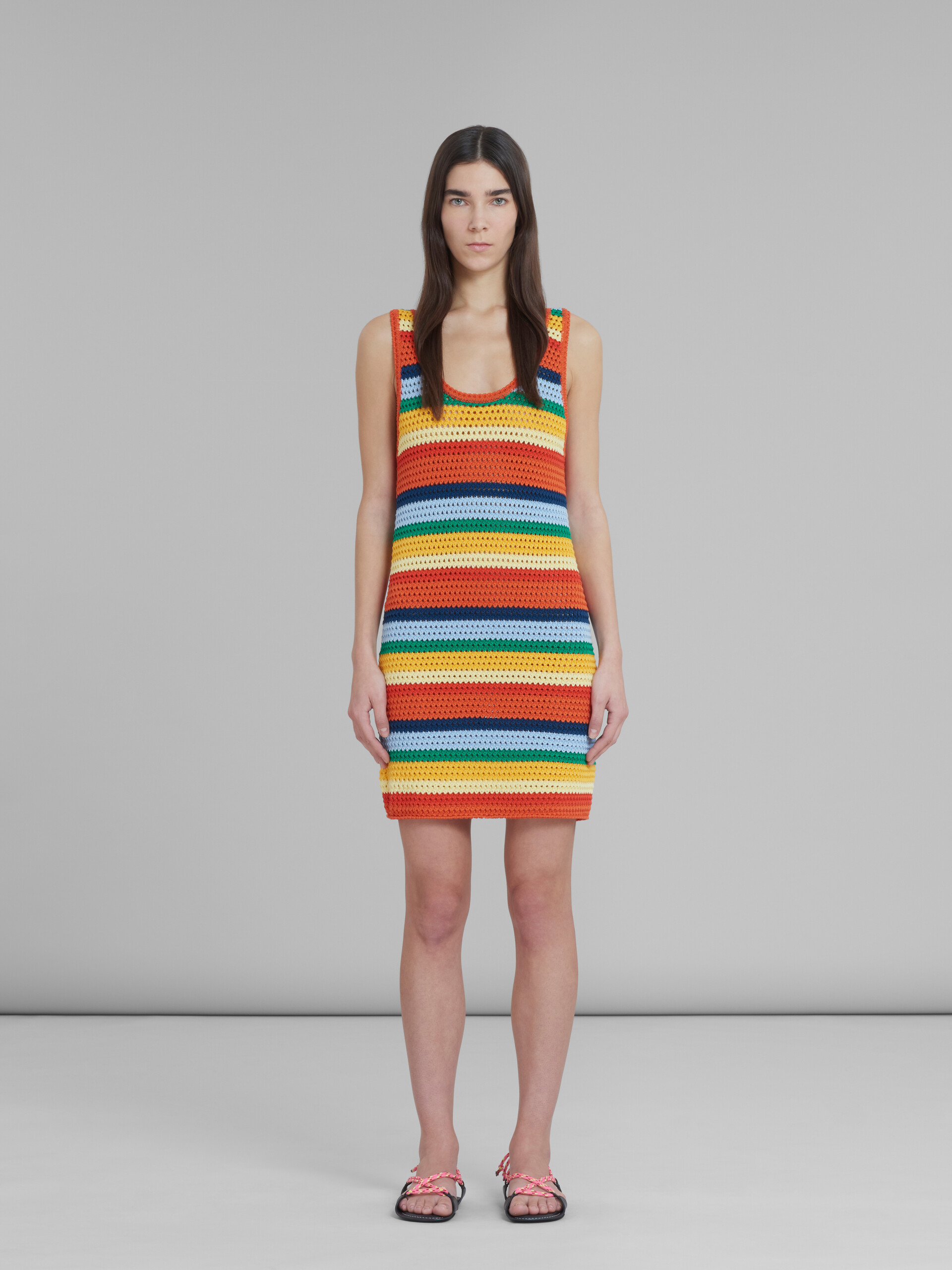 Marni x No Vacancy Inn - Multicolour short cotton-knit dress - Dresses - Image 2
