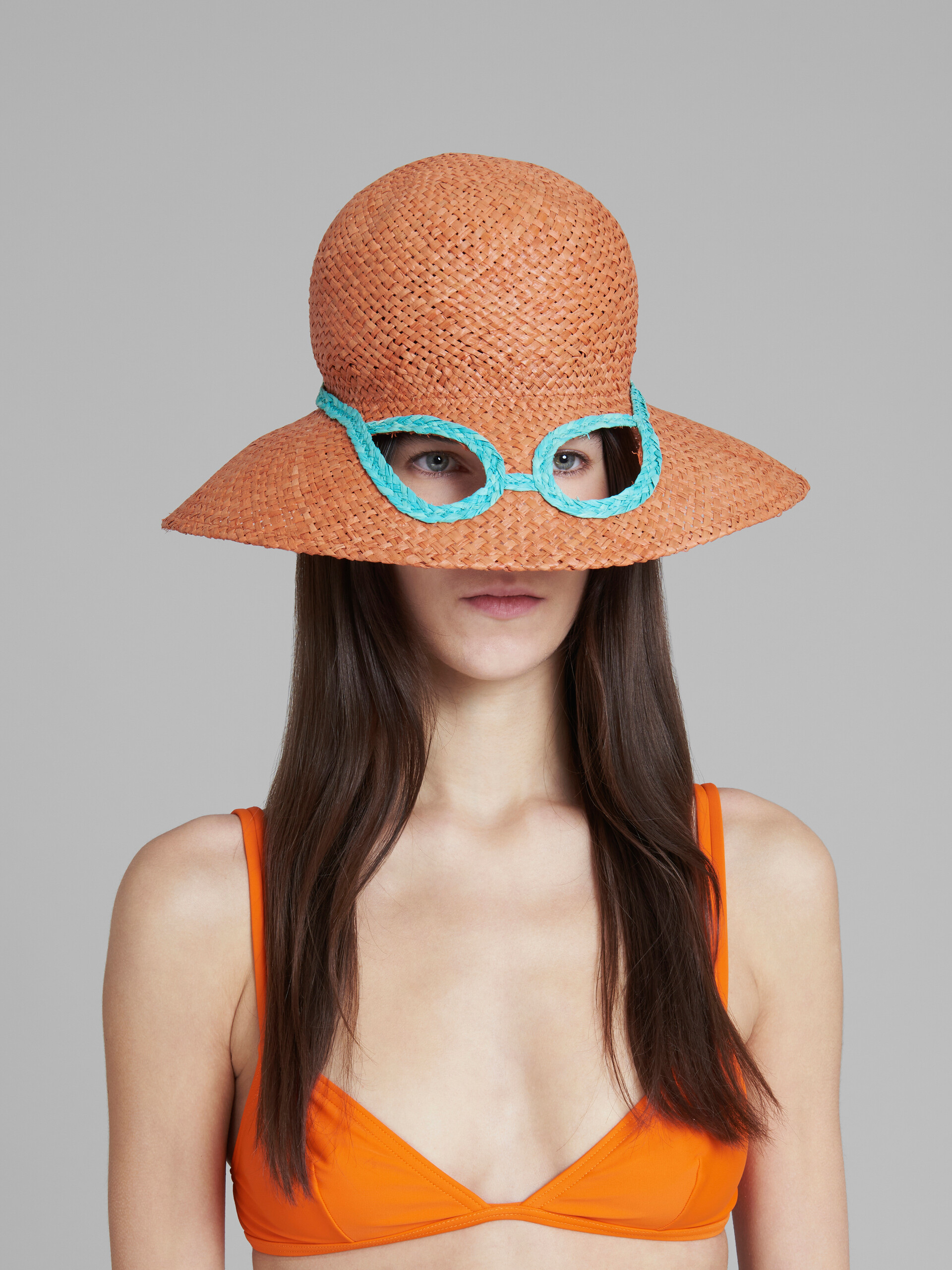 Marni x No Vacancy Inn - Orange hat in raffia with cut-outs - Hats - Image 2