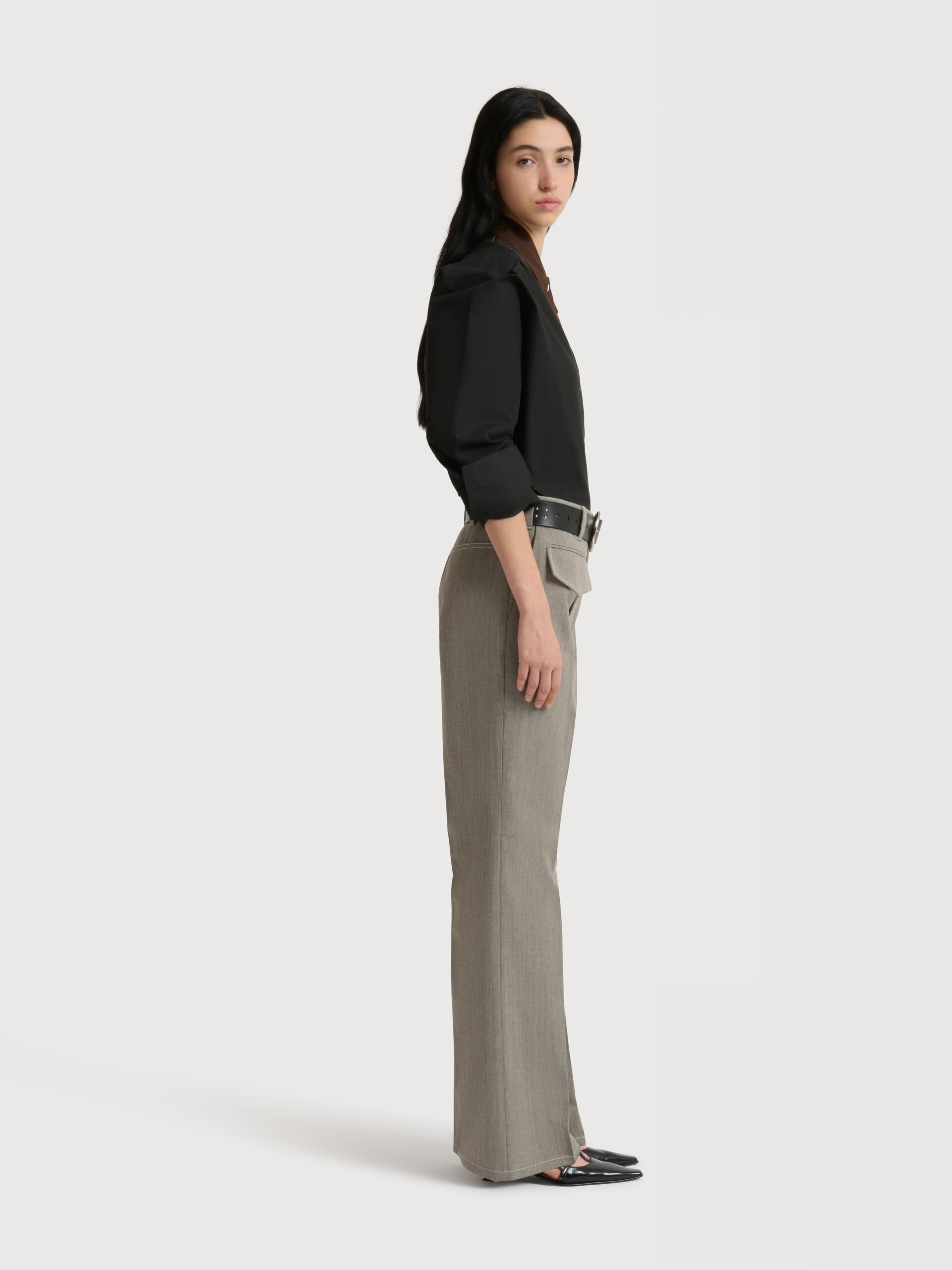 Grey wool trousers with pocket - Pants - Image 3