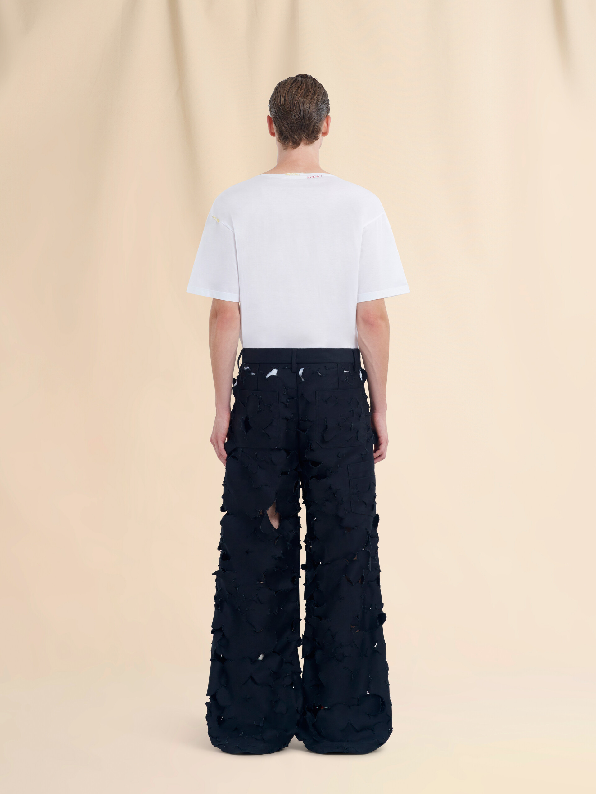 Black cotton cargo pants with cut-out detail - Pants - Image 3