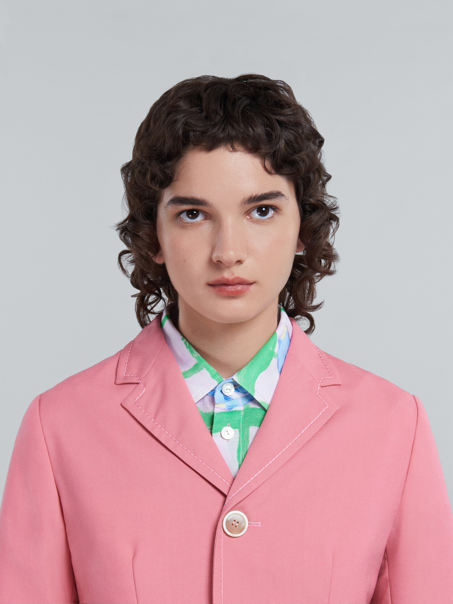 Baby pink baby jacket in tropical wool - Jackets - Image 4