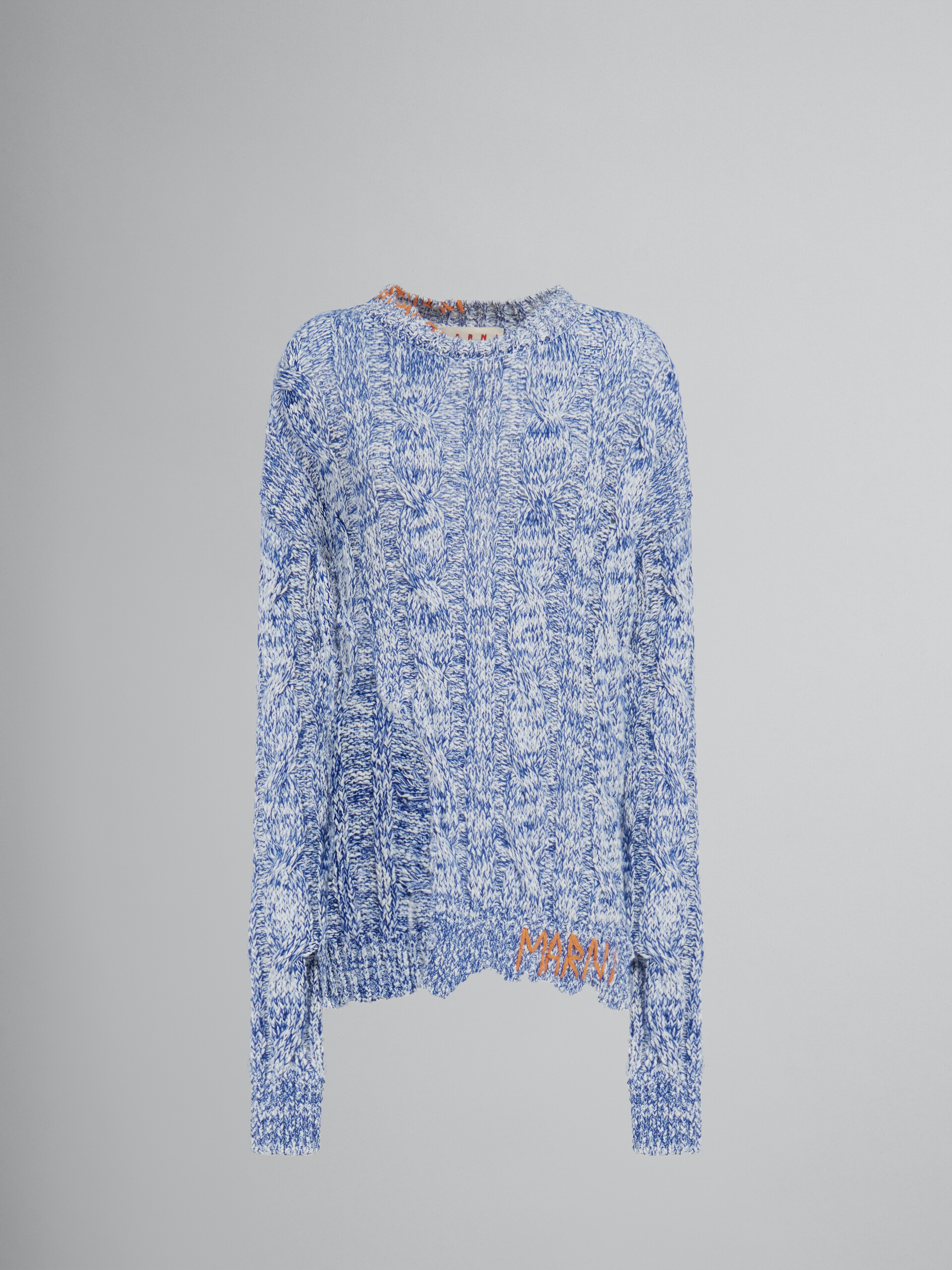 Blue mouliné jumper with nibbled edges - Pullovers - Image 1