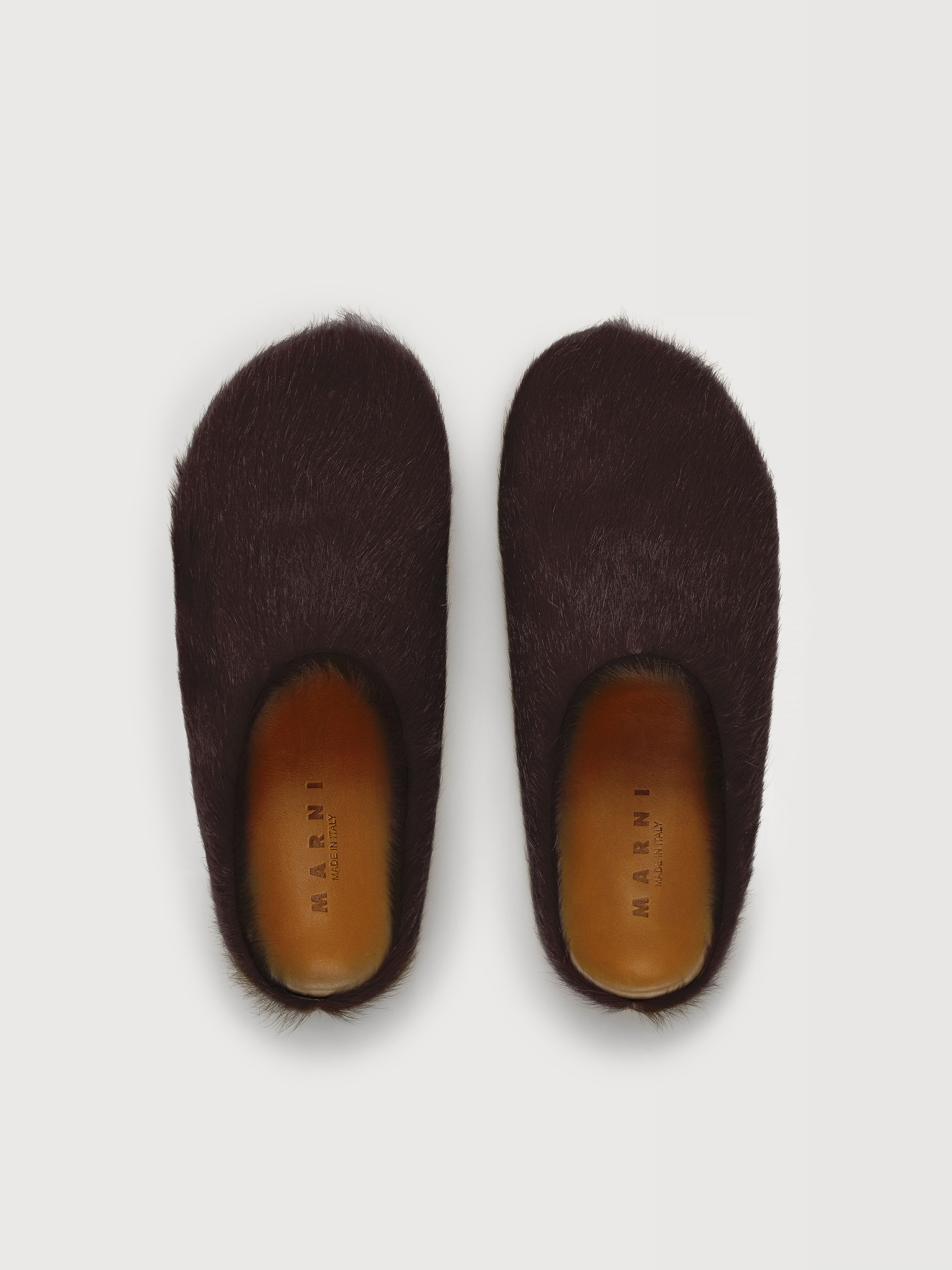 Deep blue long haircalfskin Fussbett sabot - Clogs - Image 4