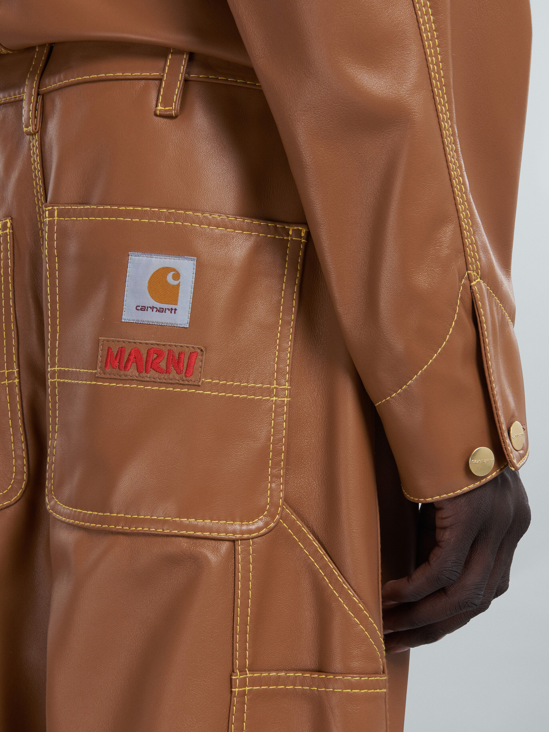 MARNI x CARHARTT WIP - brown leather trousers - Pants - Image 4