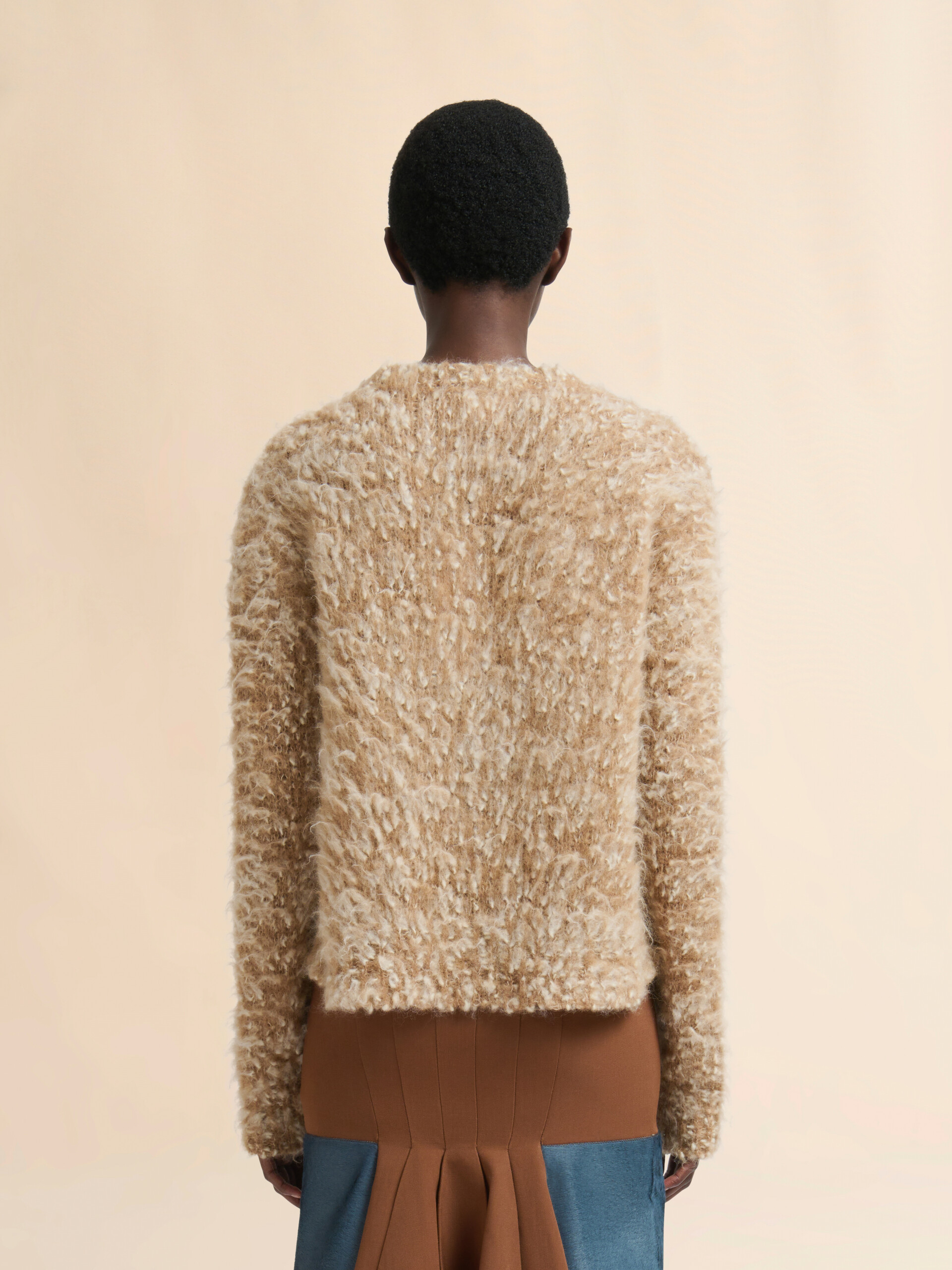 Beige alpaca and mohair jumper with crew neck - Pullovers - Image 3