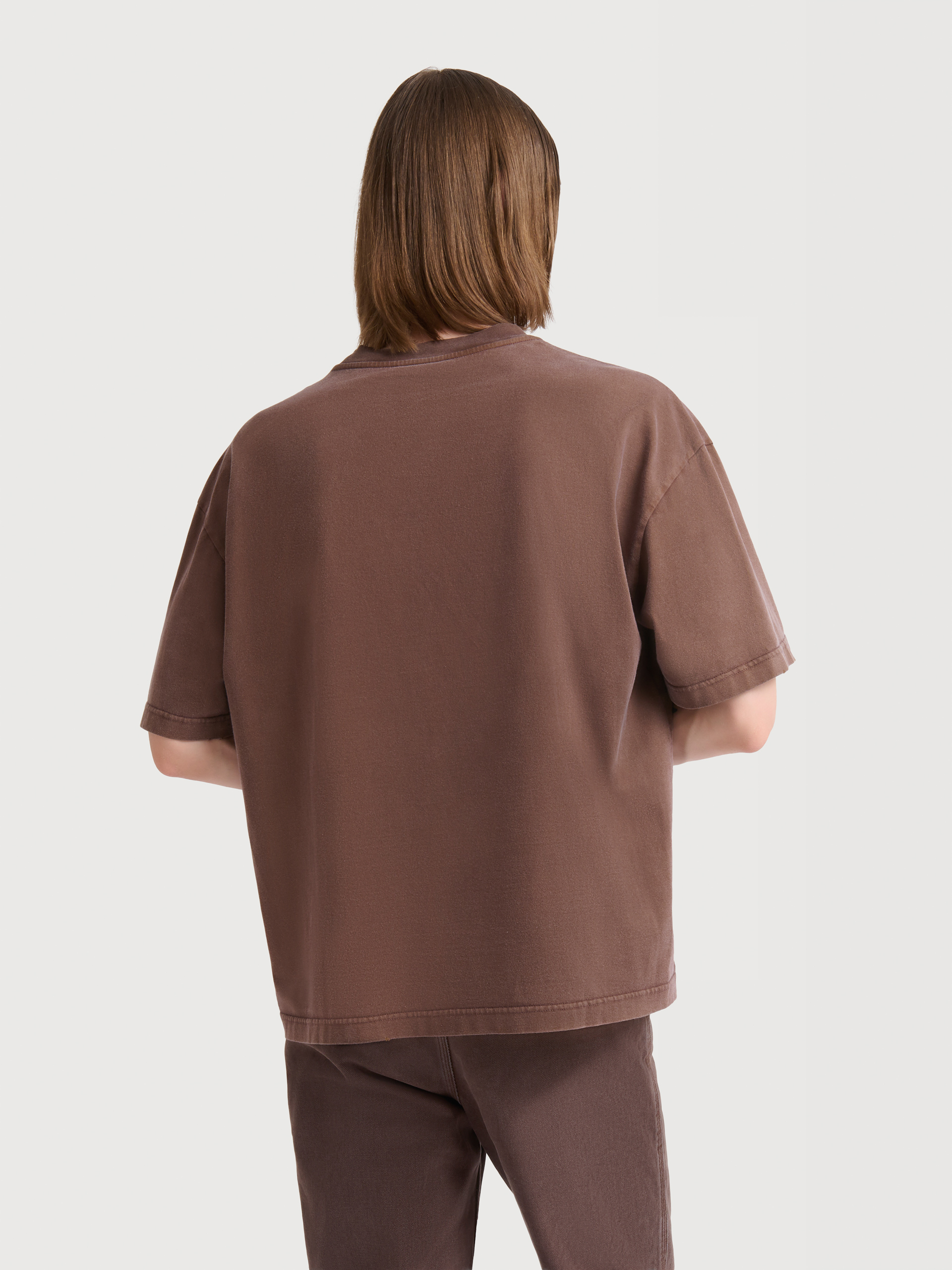 Brown cotton T-shirt with planet print - Shirts - Image 3