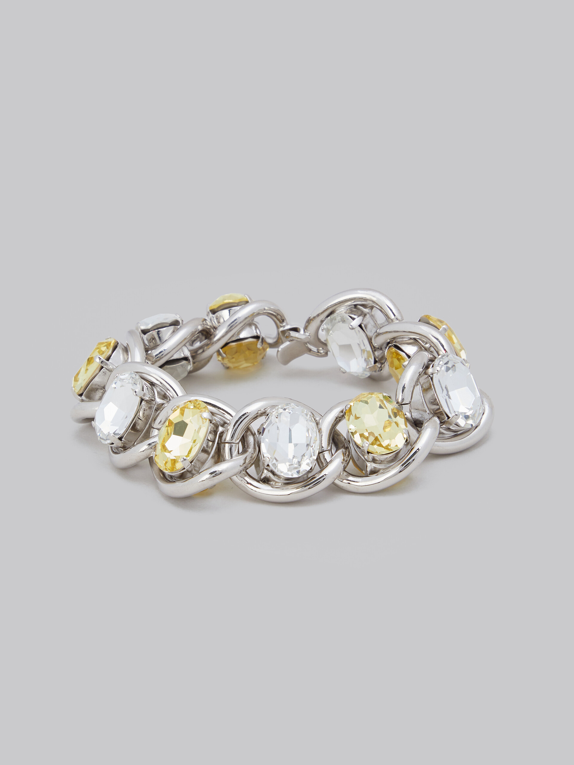 Clear and yellow rhinestone chunky chain bracelet - Bracelets - Image 4