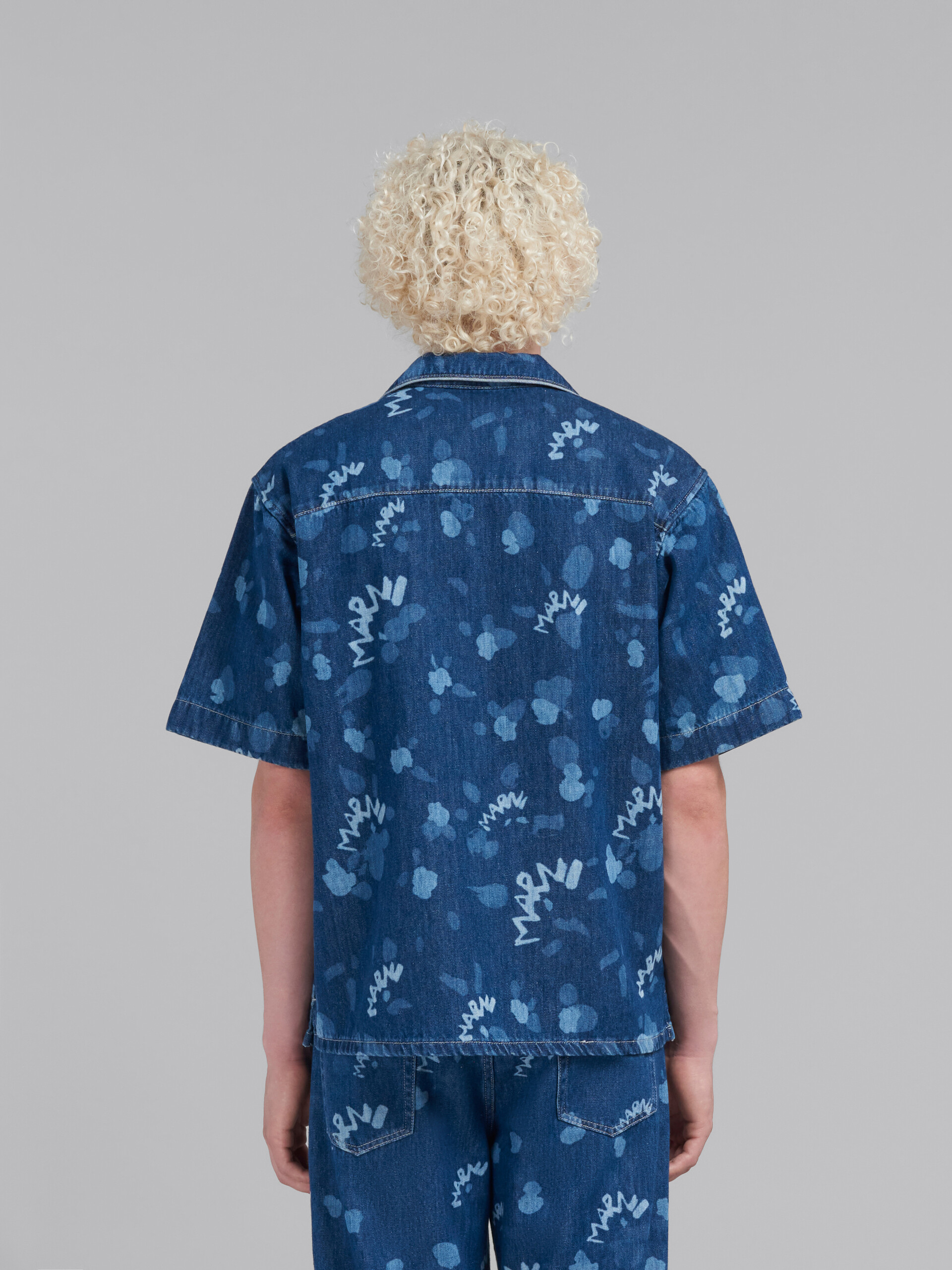 Camisa de bolos de denim azul con estampado Marni Dripping - Camisas - Image 3
