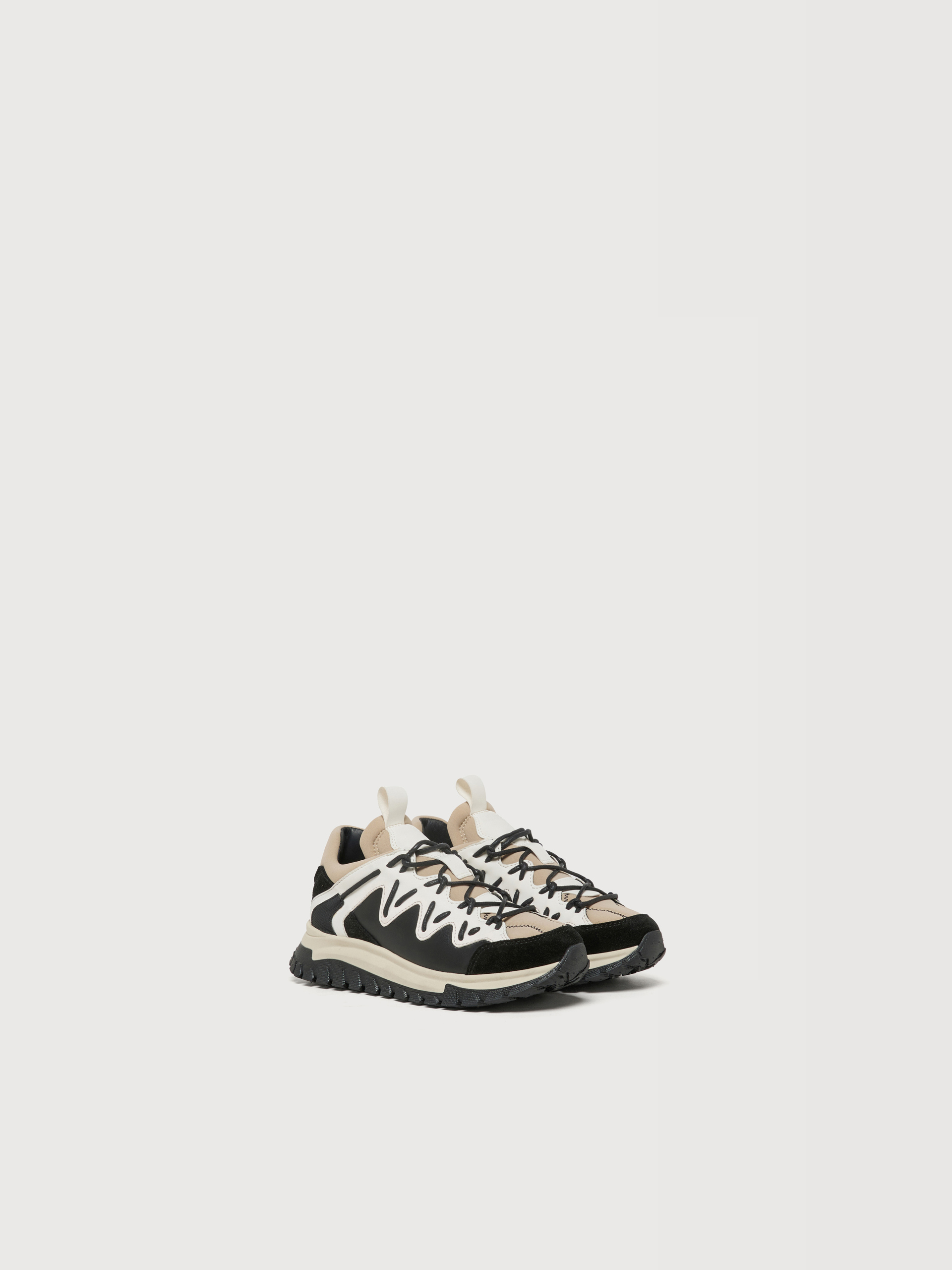 Black sneakers in leather and technical fabric - Sneakers - Image 2